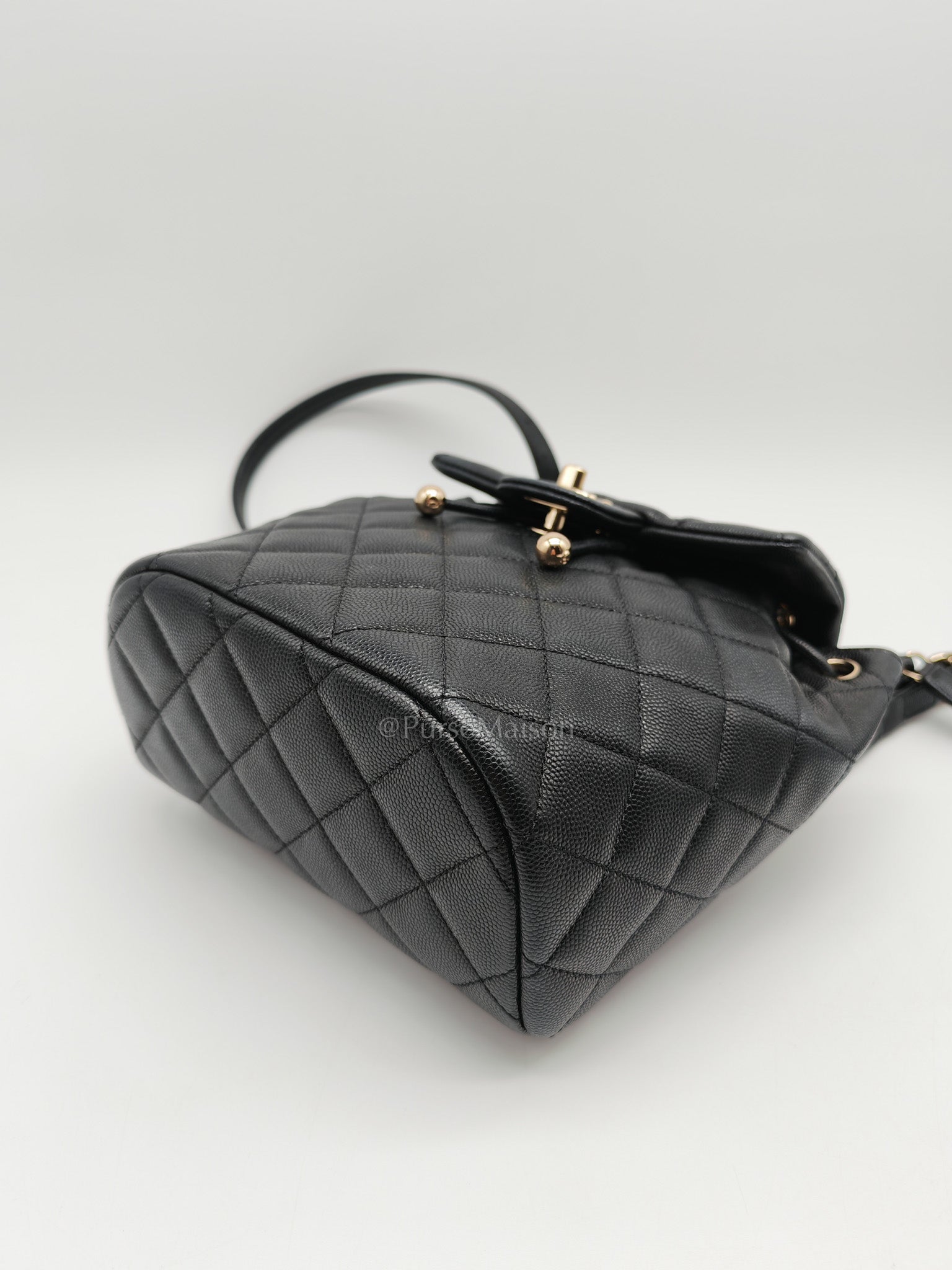Urban Spirit Backpack Mini in Black Quilted Caviar Leather & Light Gold Hardware Microchip | Purse Maison Luxury Bags Shop