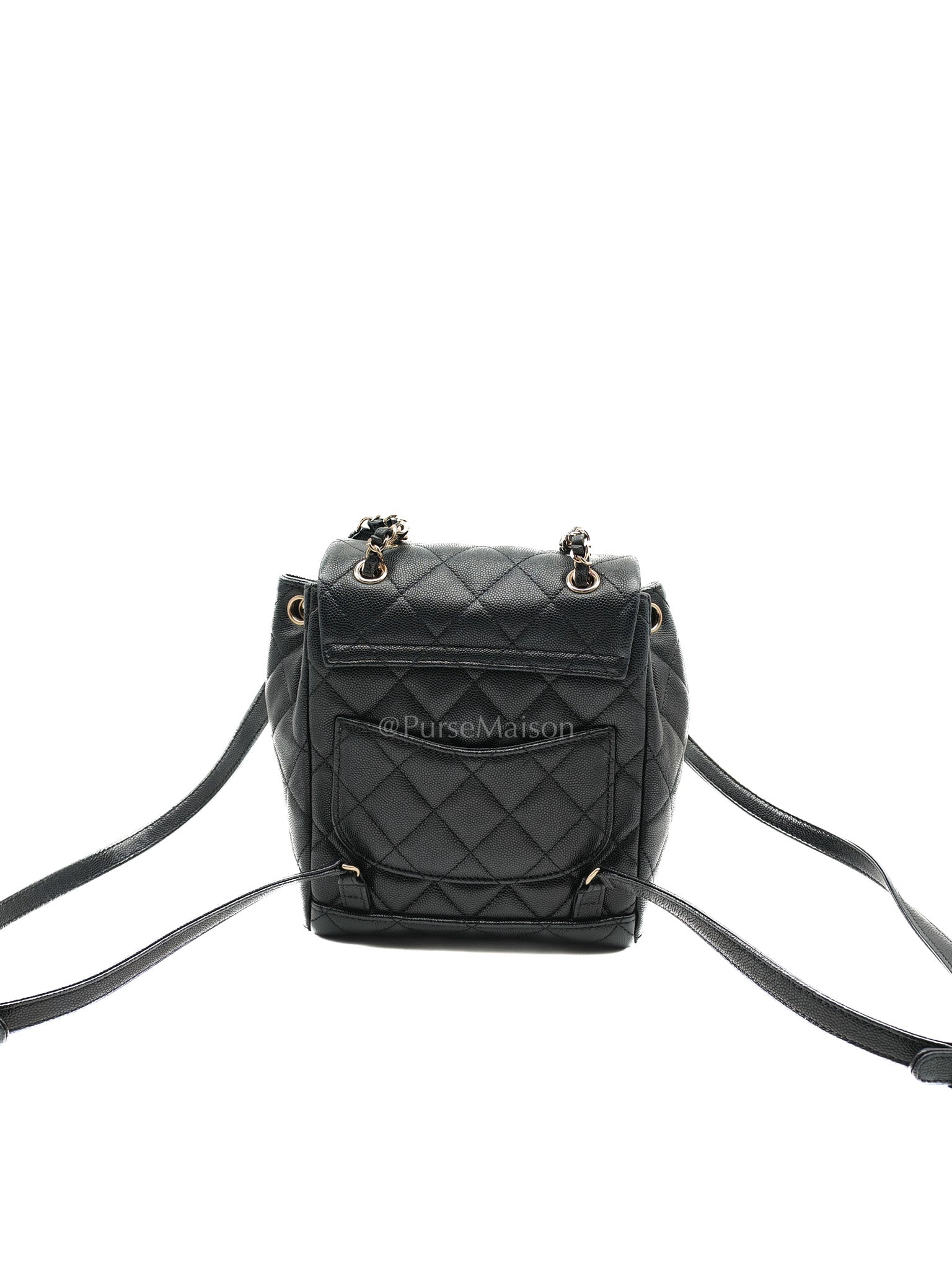 Urban Spirit Backpack Mini in Black Quilted Caviar Leather & Light Gold Hardware Microchip | Purse Maison Luxury Bags Shop