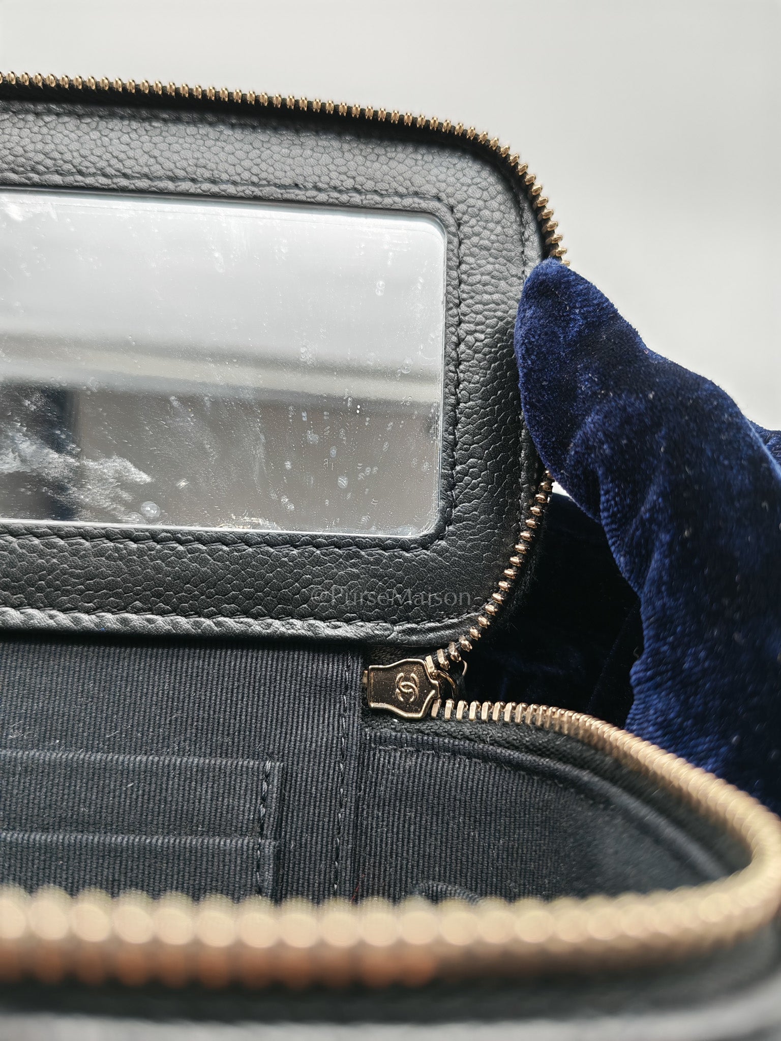 Vanity Case Small in Black Caviar Leather Light Gold Hardware (Series 31) | Purse Maison Luxury Bags Shop