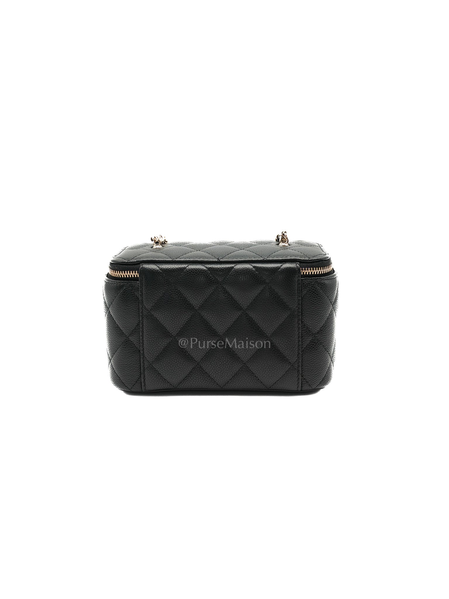 Vanity Case Small in Black Caviar Leather Light Gold Hardware (Series 31) | Purse Maison Luxury Bags Shop