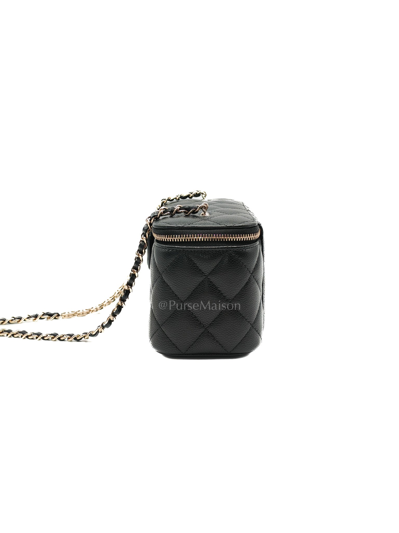 Vanity Case Small in Black Caviar Leather Light Gold Hardware (Series 31) | Purse Maison Luxury Bags Shop