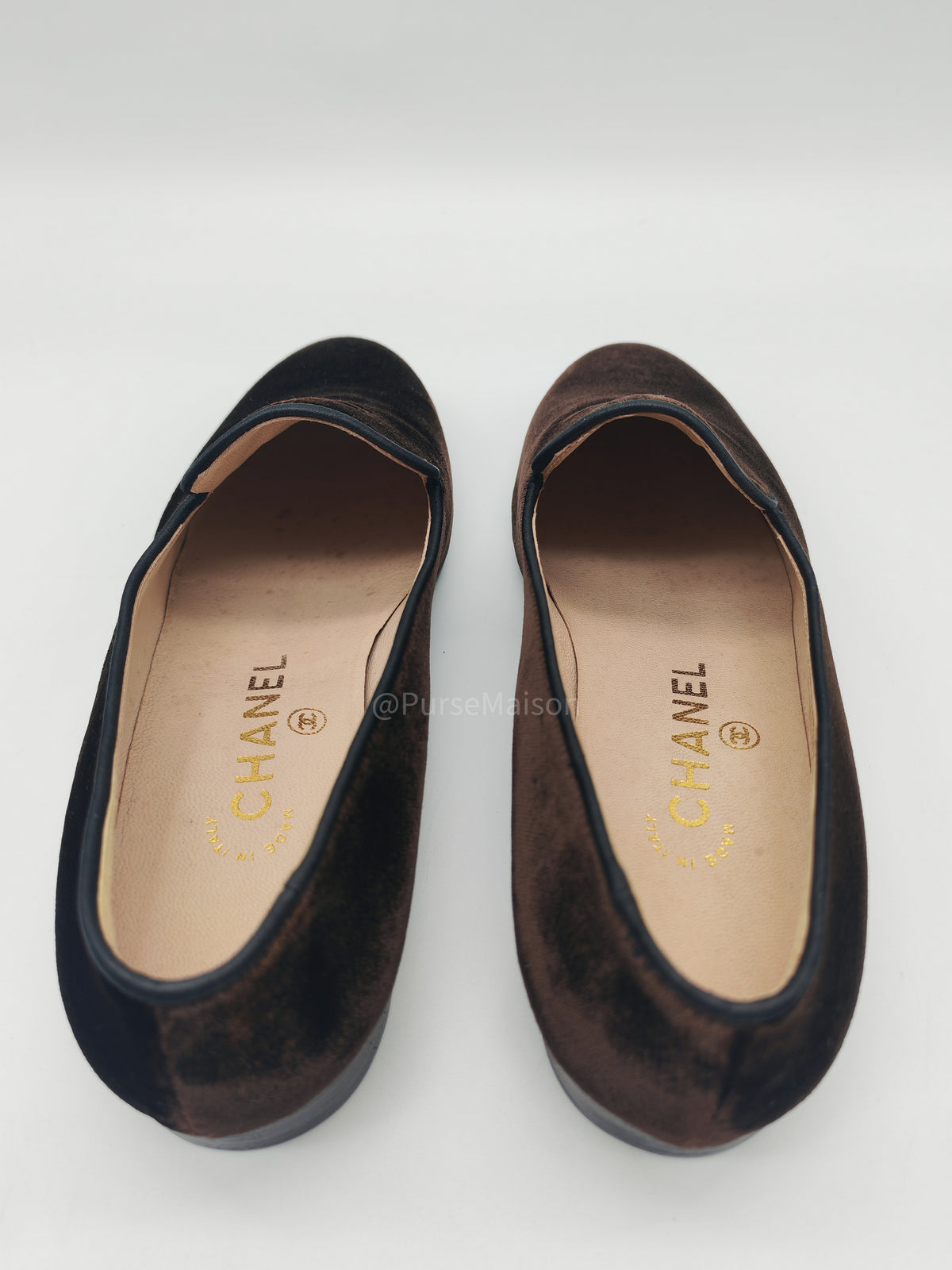 Chanel Velvet Coco Mark Opera Loafers in Black Embroidered Interlocking CC Logo Size 36.5 Eu (23.5 cm) | Purse Maison Luxury Bags Shop