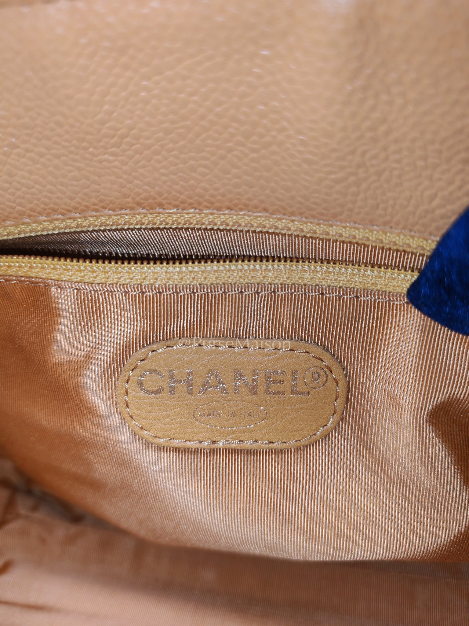 Chanel Vintage Chain Tote Bag in Orange Caviar Leather and Gold Hardware Series 5 | Purse Maison Luxury Bags Shop