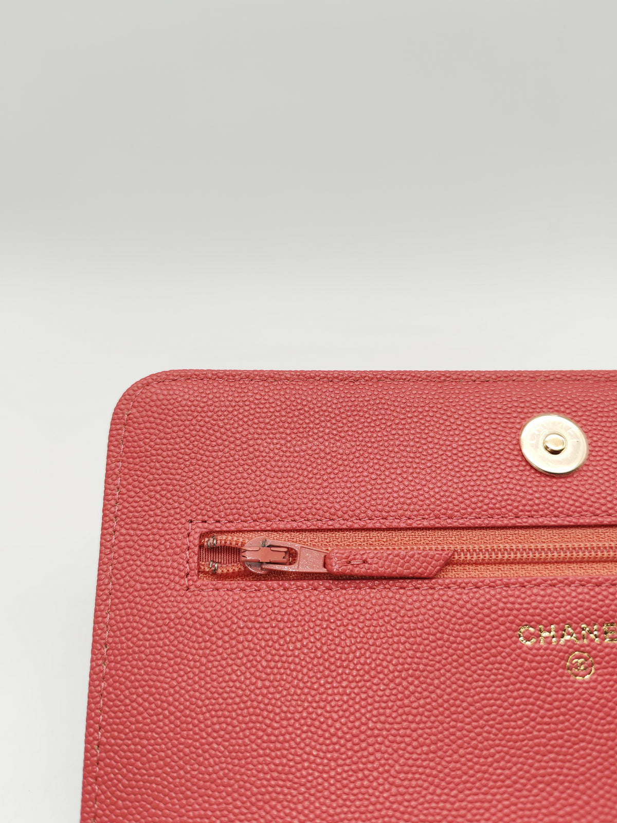 Chanel Vintage Mademoiselle Wallet on Chain in Pink Caviar Quilted Light Gold Hardware (Series 28) | Purse Maison Luxury Bags Shop
