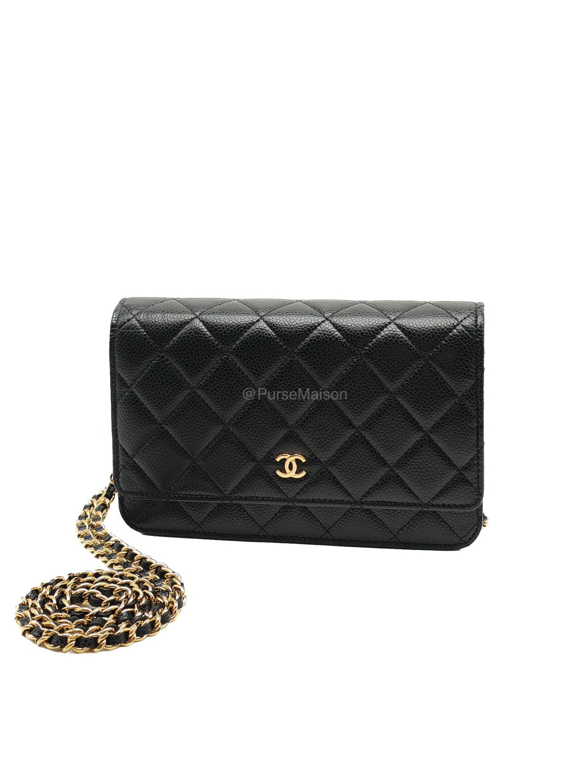 Chanel Wallet on Chain (WOC) in Black Caviar Leather and Gold Hardware (Microchip) | Purse Maison Luxury Bags Shop
