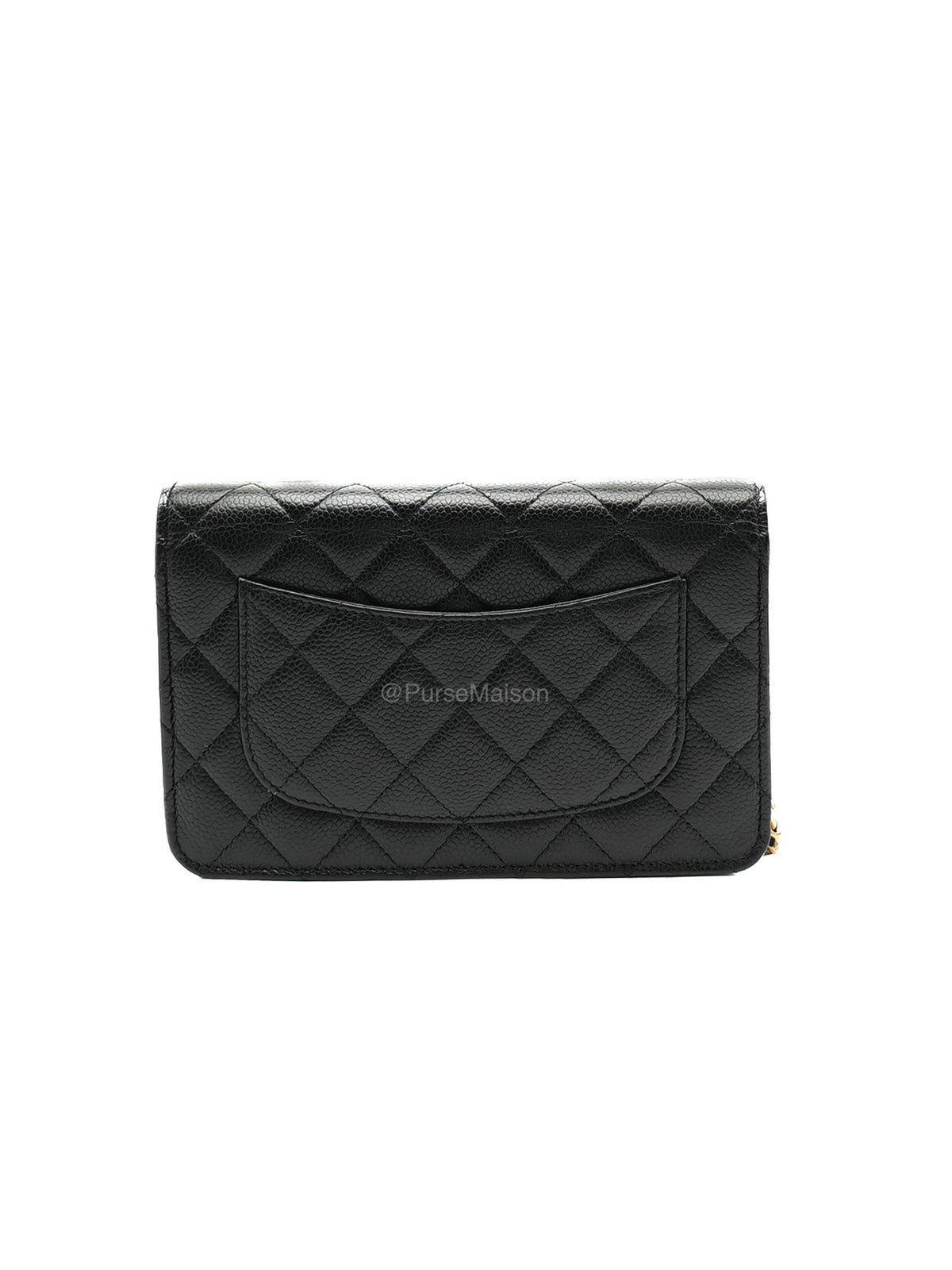 Chanel Wallet on Chain in Black Quilted Caviar Leather and Gold Hardware Microchip | Purse Maison Luxury Bags Shop