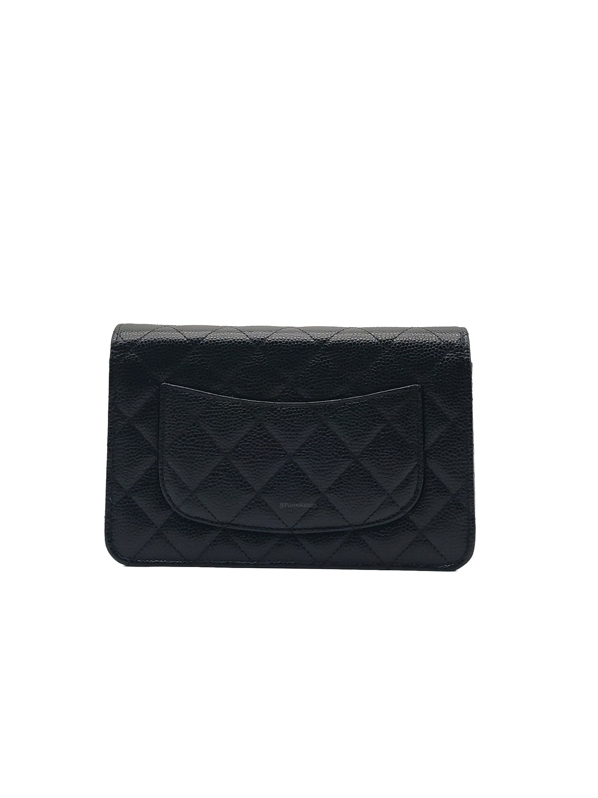 Chanel Wallet on Chain (WOC) in Black Caviar Leather and Silver Hardware Microchip (HC****E0) | Purse Maison Luxury Bags Shop