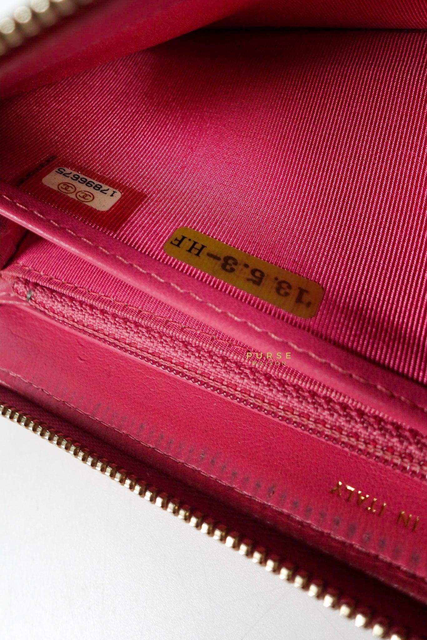 Chanel Zipped Long Wallet in Pink Lambskin and Gold Hardware Series 17