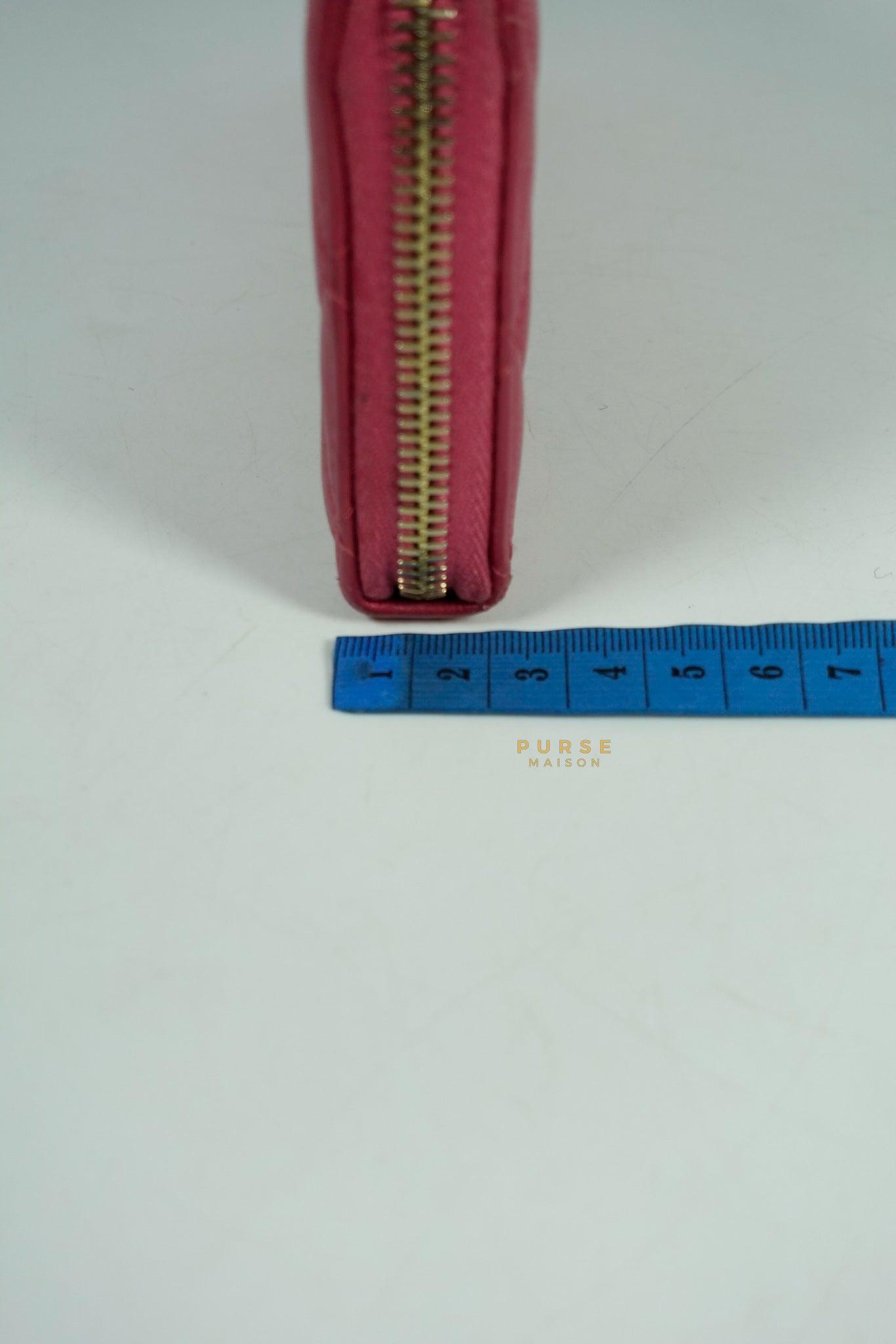 Chanel Zipped Long Wallet in Pink Lambskin and Gold Hardware Series 17