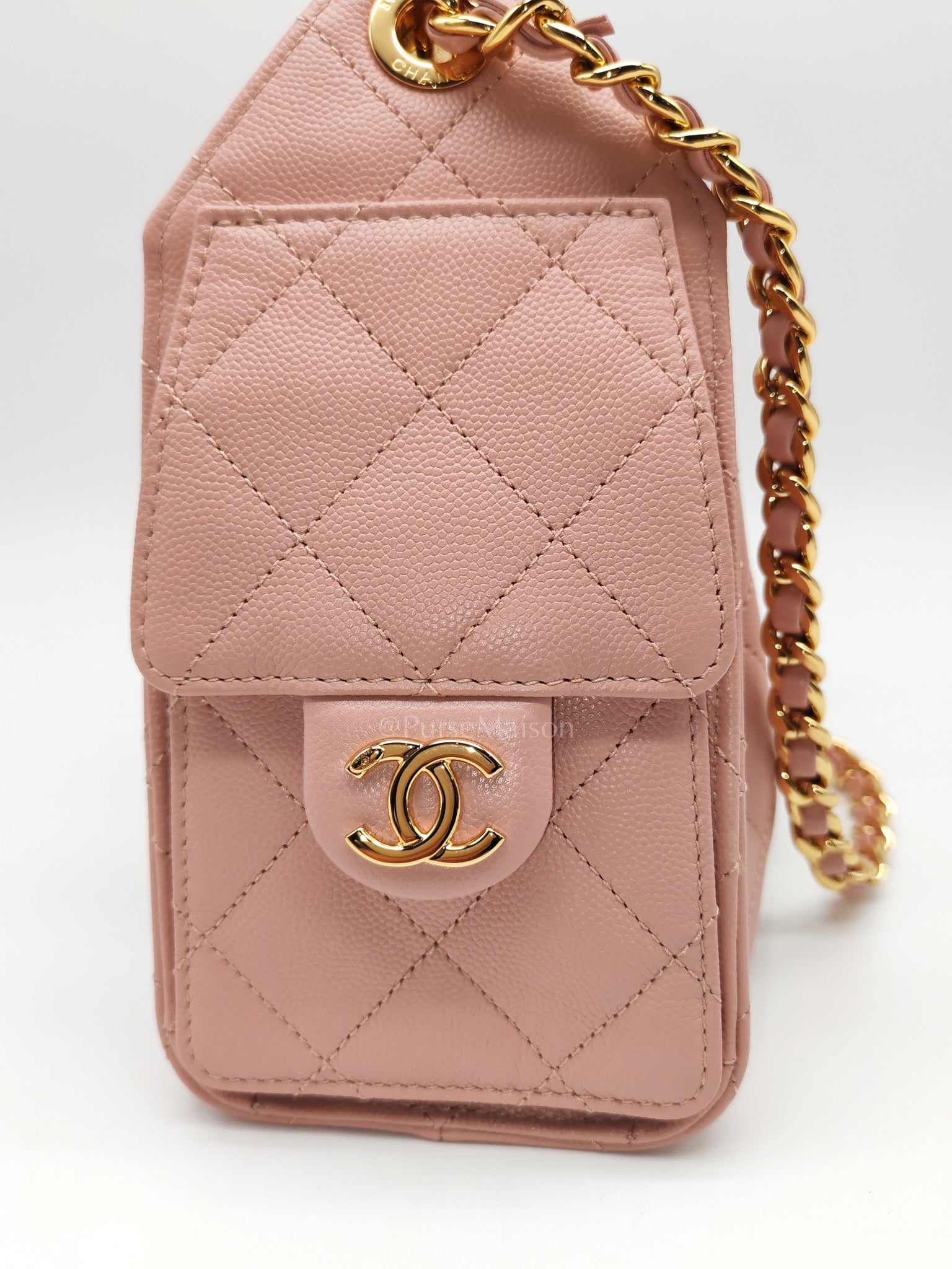 25 Mini in Pink Caviar Leather and Shiny Rosegold Hardware Microchip