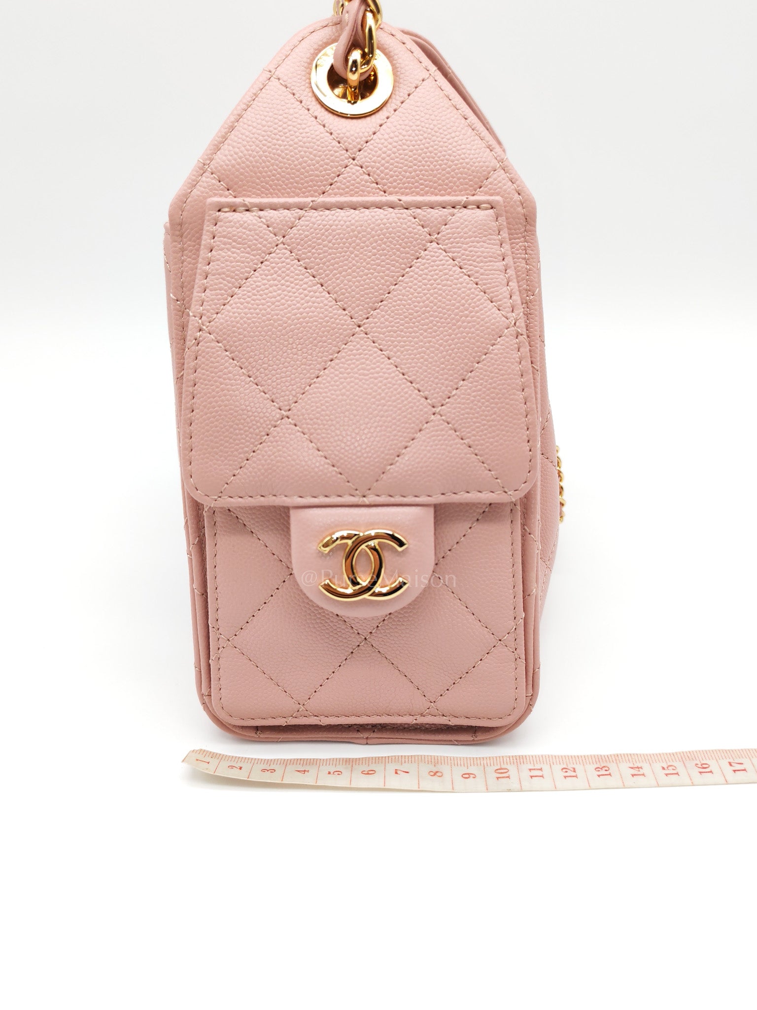 25 Mini in Pink Caviar Leather and Shiny Rosegold Hardware Microchip