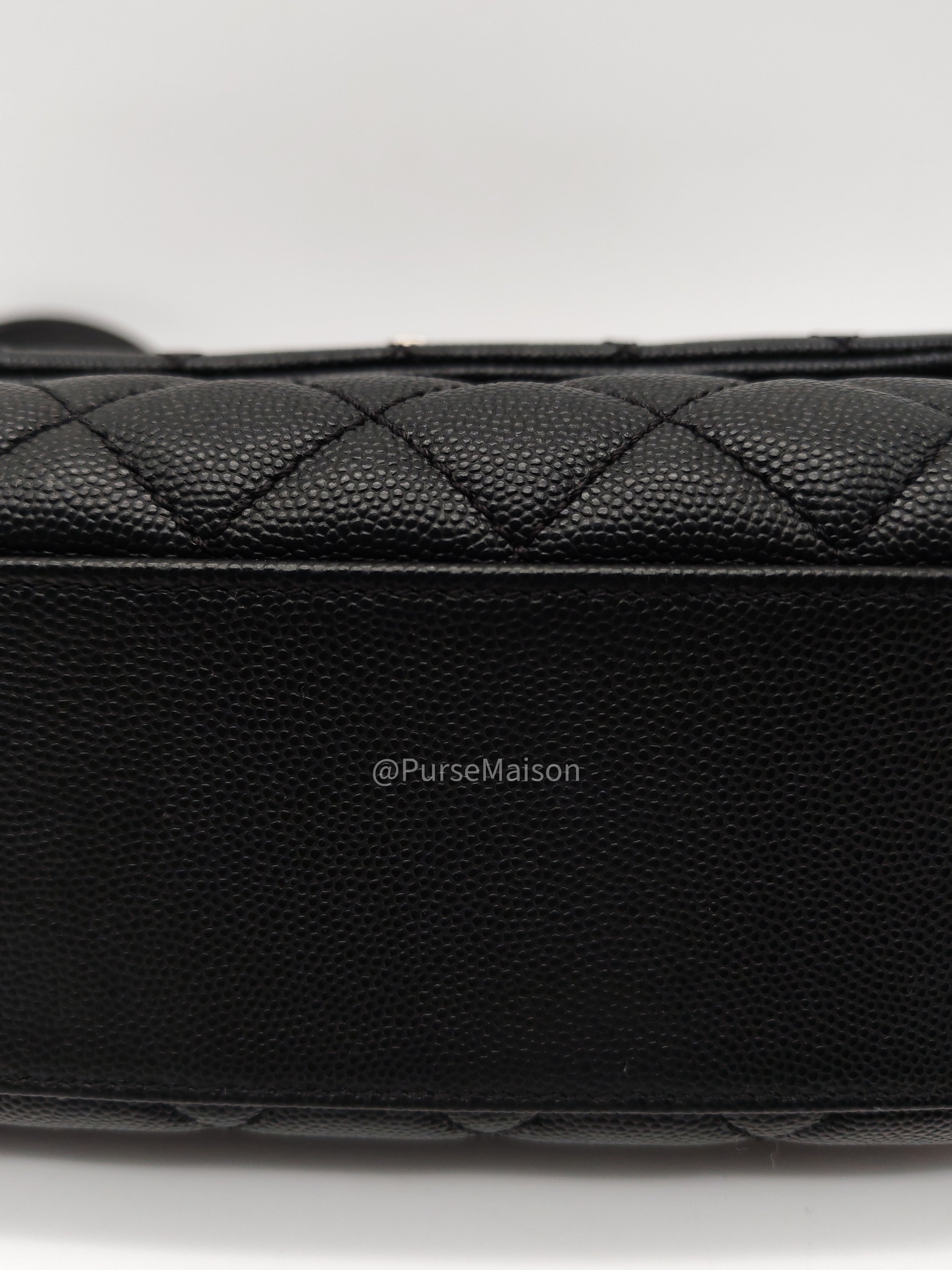 Chanel Coco Handle Small in Black Quilted Caviar Leather and Light Gold Hardware Series 24