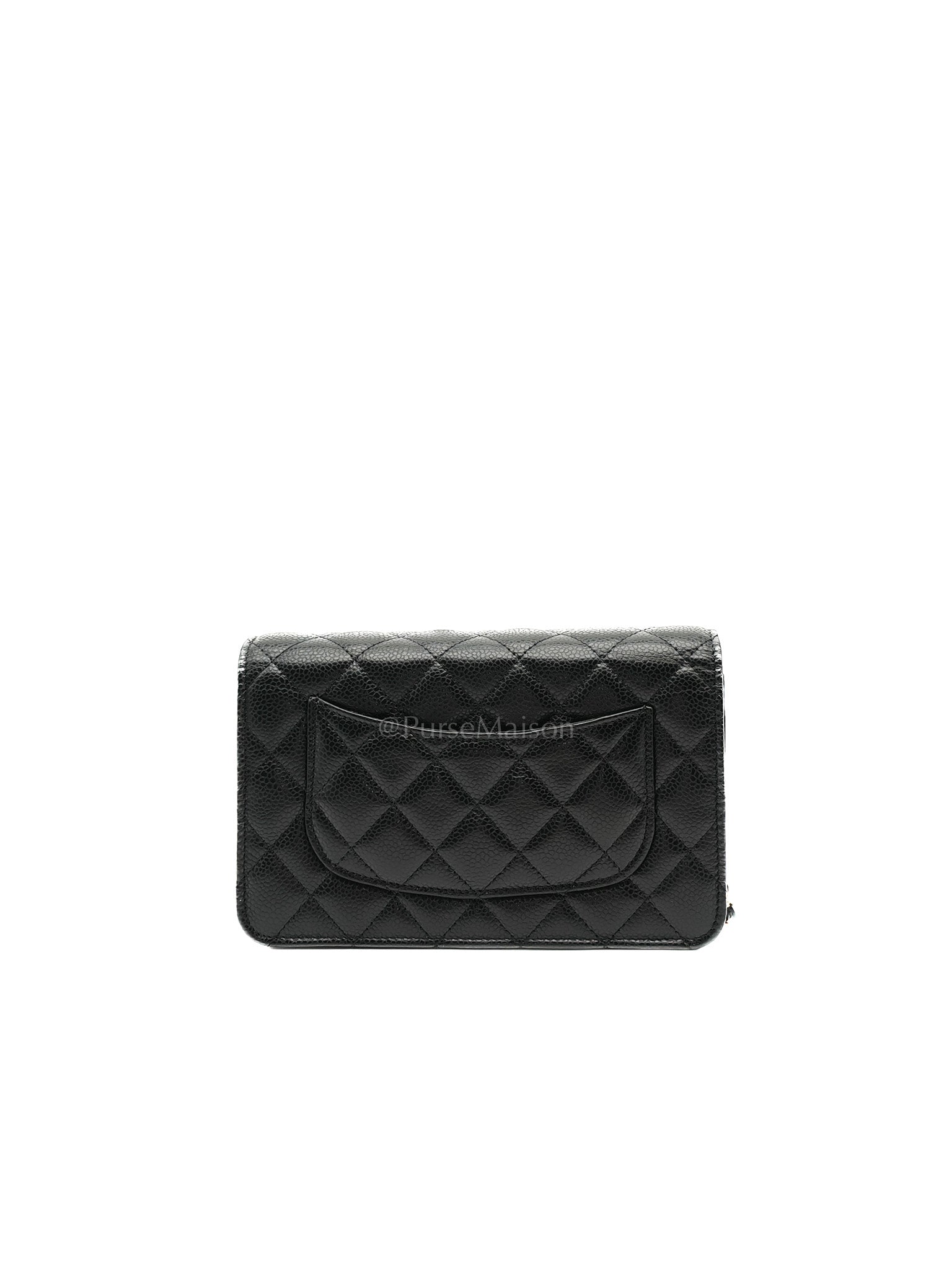 Chanel Classic Wallet On Chain in Black Quilted Caviar Leather & Gold Hardware Microchip
