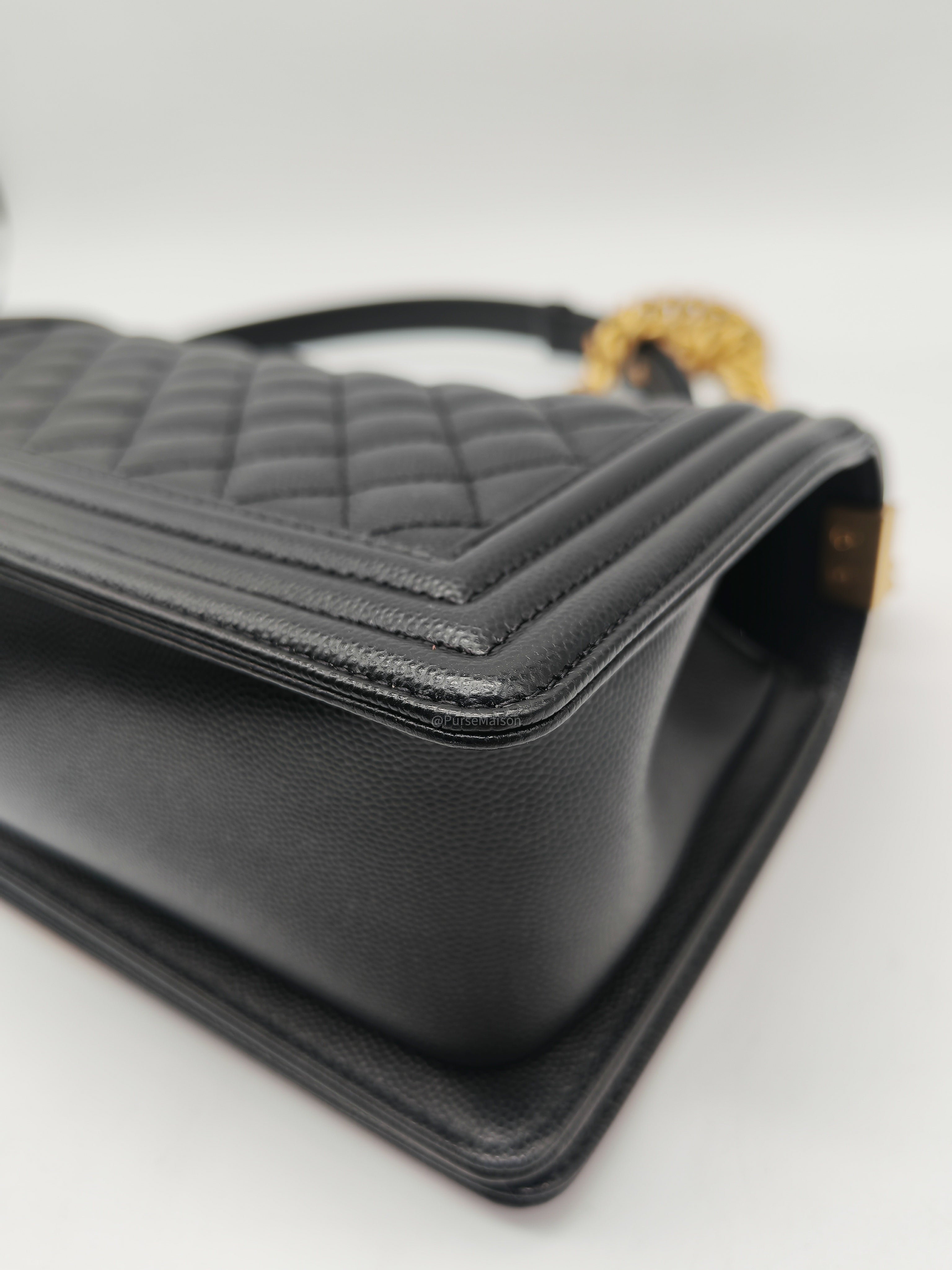 Chanel Boy Old Medium Caviar GHW Microchip CEN64C5A