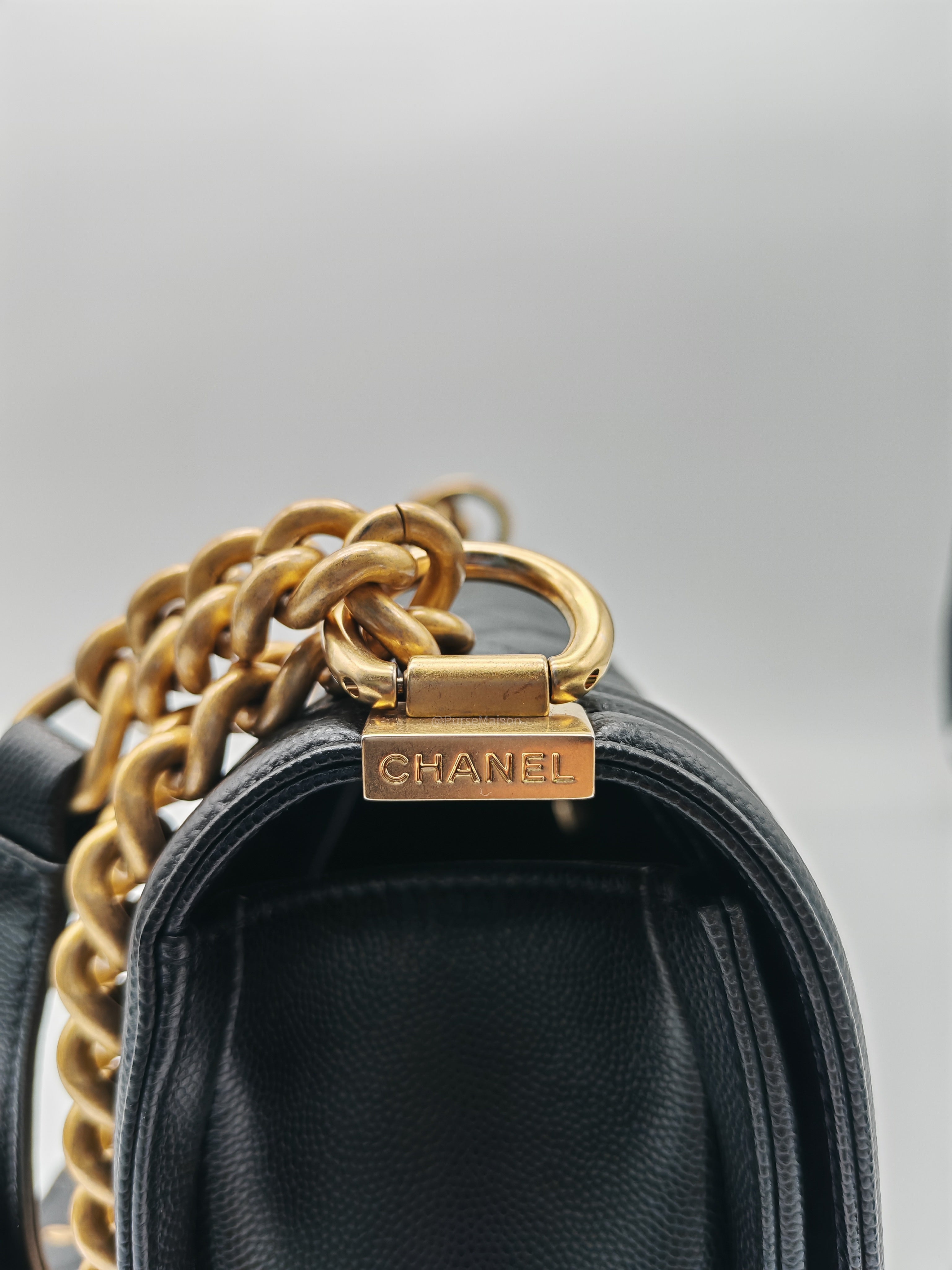 Chanel Boy Old Medium Caviar GHW Microchip CEN64C5A