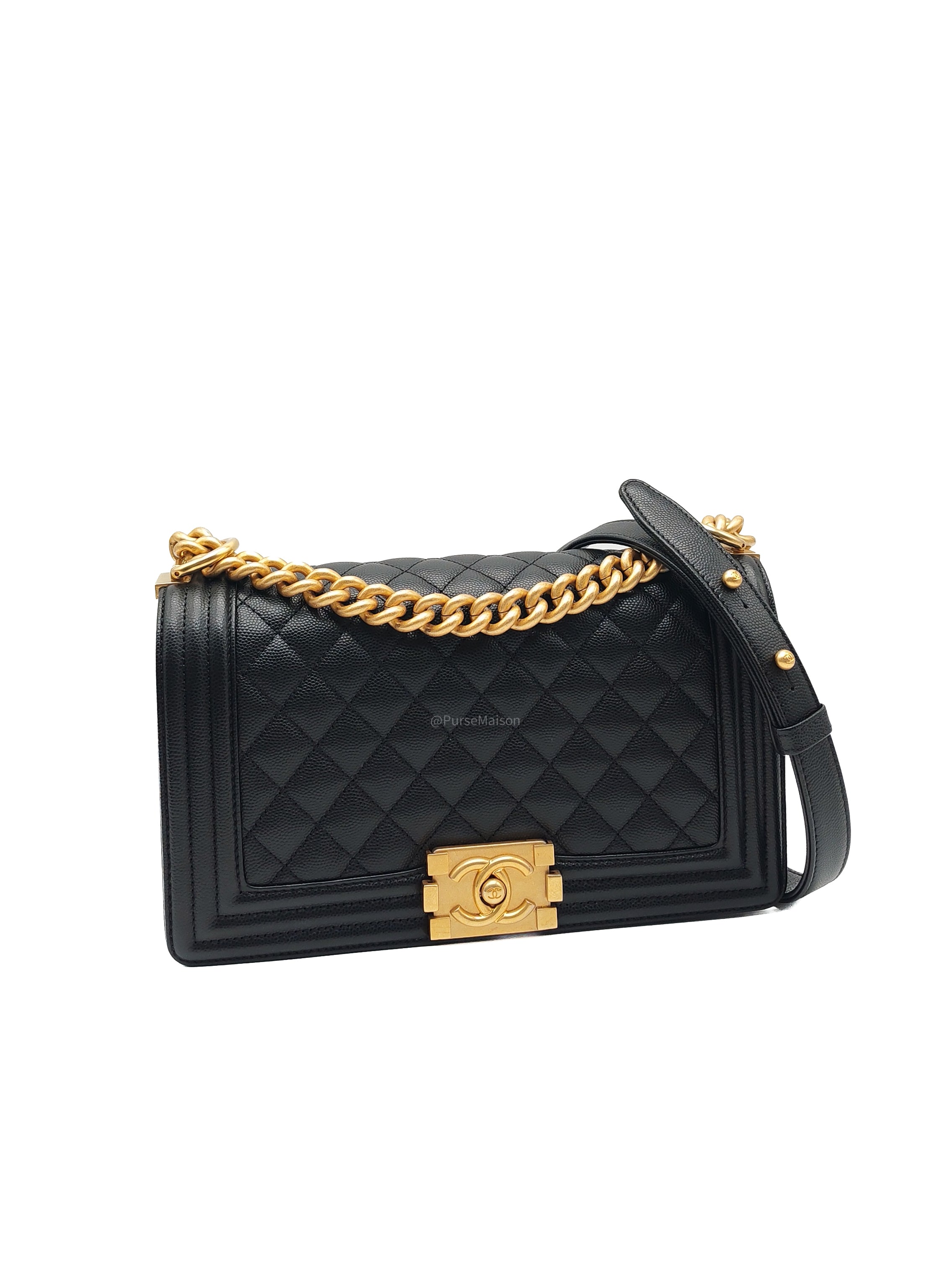 Chanel Boy Old Medium Caviar GHW Microchip CEN64C5A