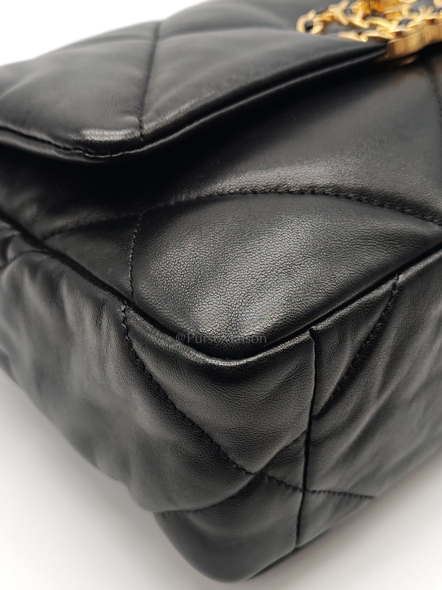 19 Small in Black Quilted Lambskin Leather & Mixed Hardware Microchip