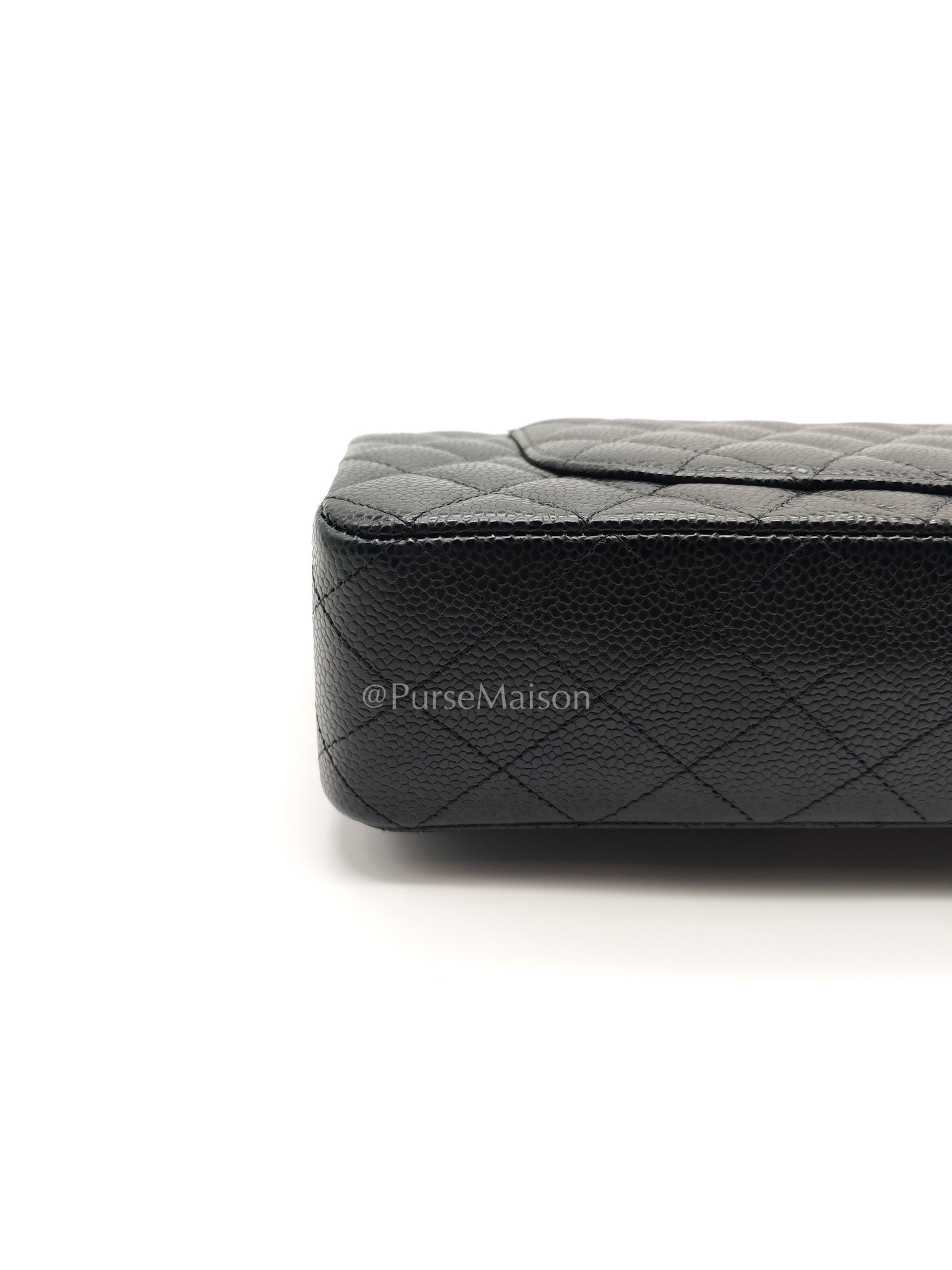 Chanel Classic Double Flap Medium in Black Caviar Leather and Gold Hardware (Microchip)