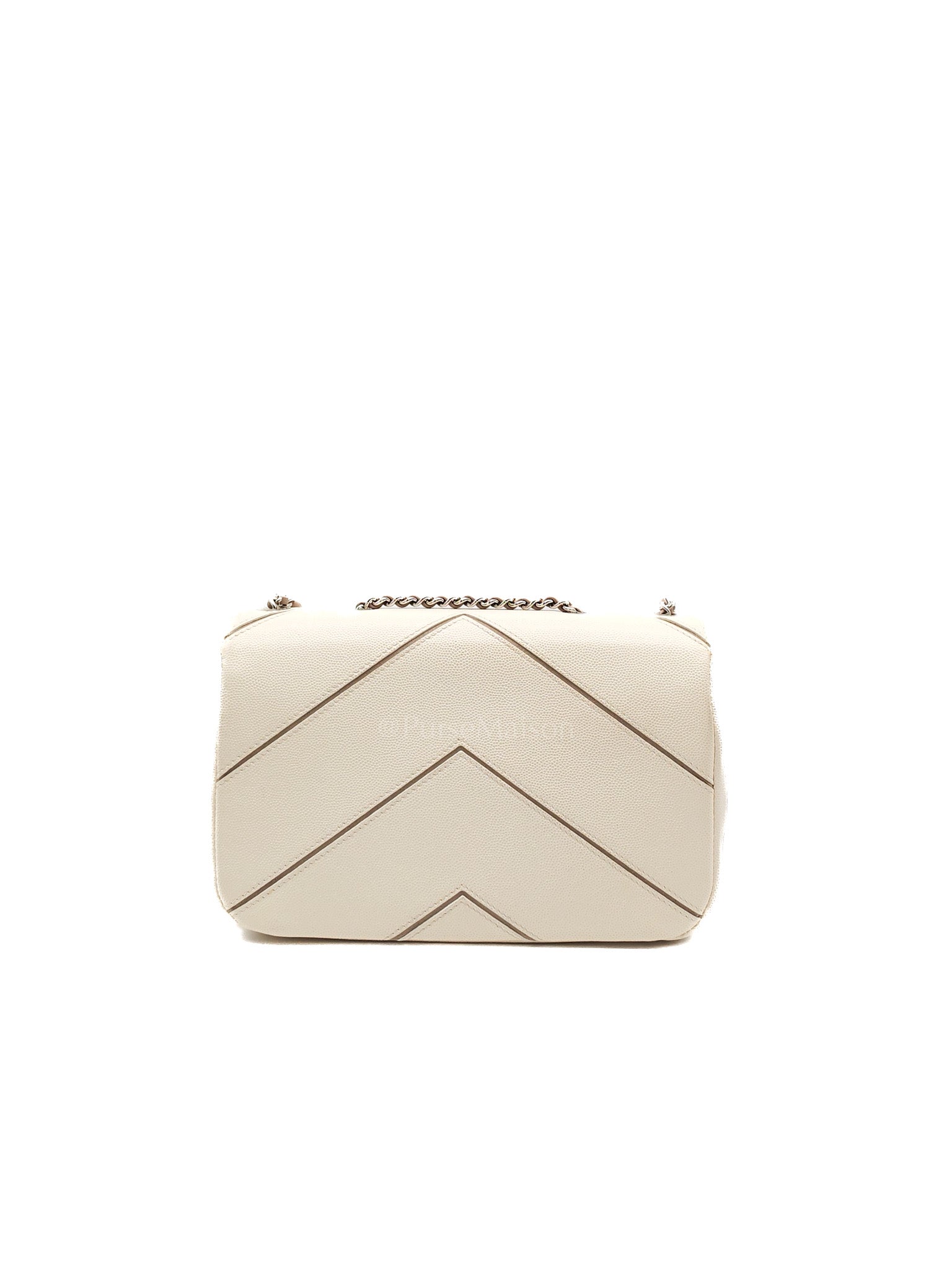 Chanel Chevron Flap Bag in White Caviar Leather & Palladium Hardware Series 23