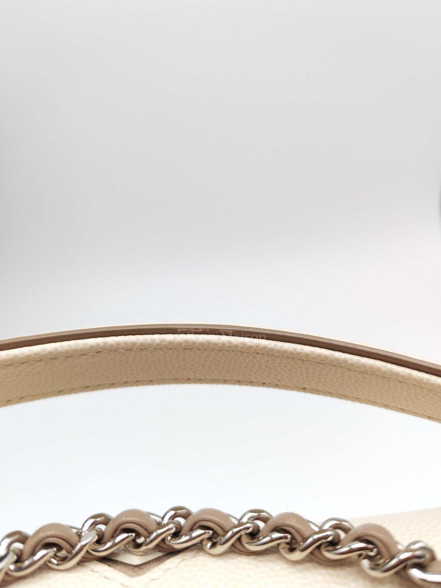 Chanel Chevron Flap Bag in White Caviar Leather & Palladium Hardware Series 23