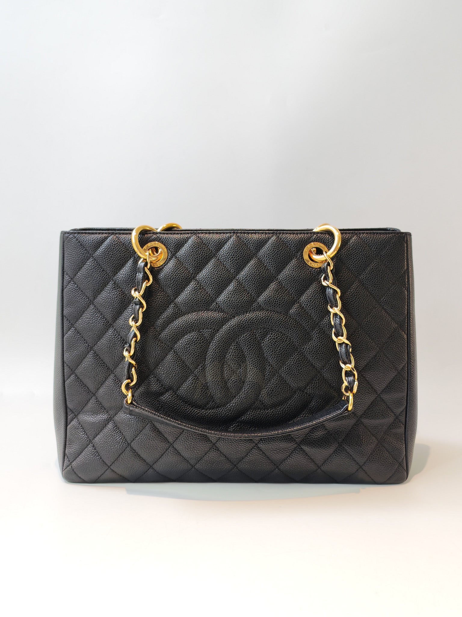 Grand Shopping Tote (GST) in Black Caviar Leather and Gold Hardware Series 21