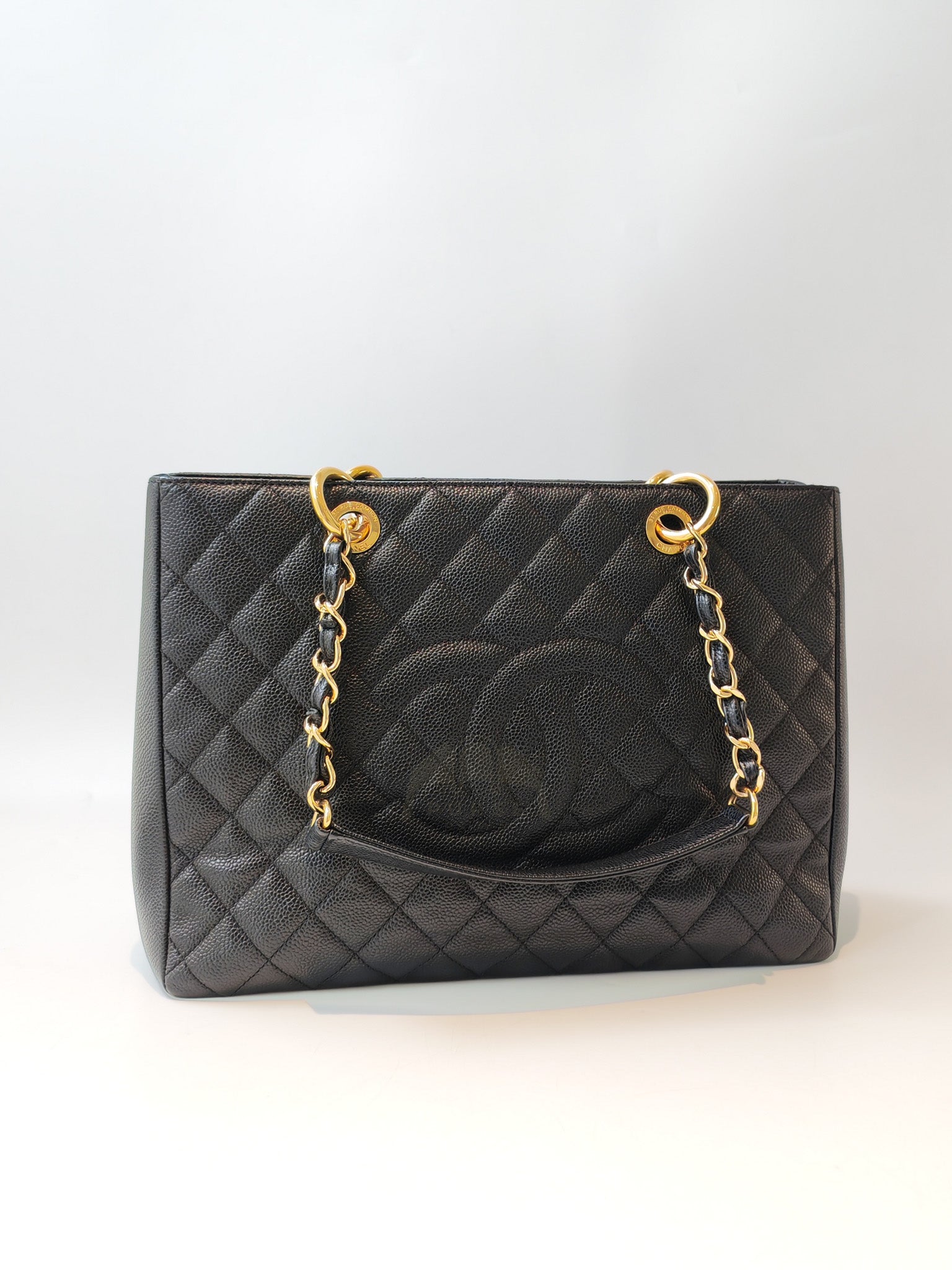 Grand Shopping Tote (GST) in Black Caviar Leather and Gold Hardware Series 21