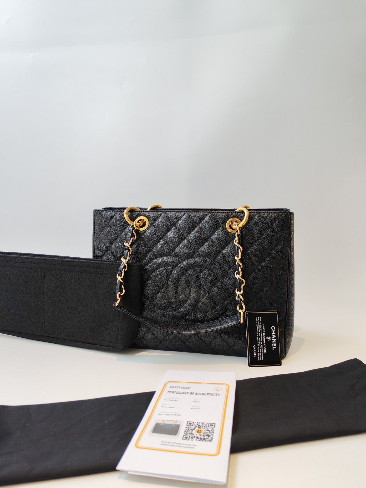 Grand Shopping Tote (GST) in Black Caviar Leather and Gold Hardware Series 21