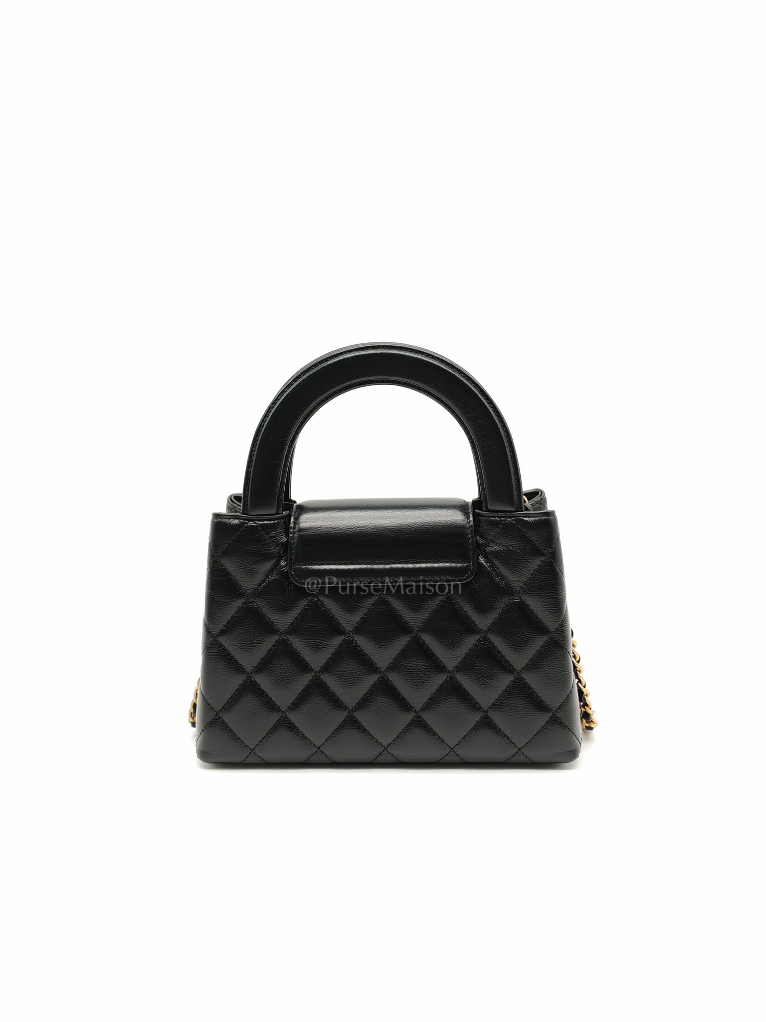 CC Kelly Small in Black Shiny Calfskin Leather and Aged Gold Hardware (Microchip)