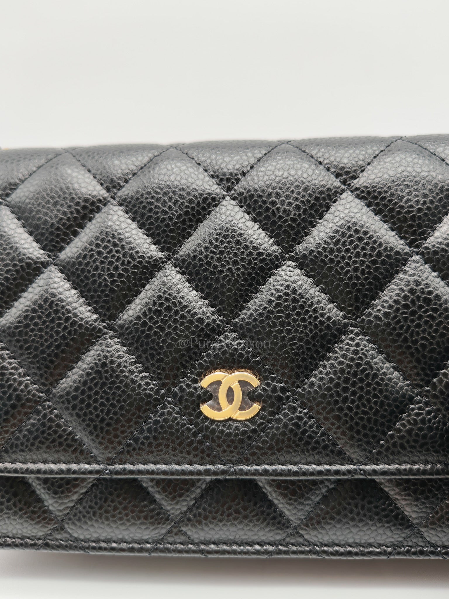 Chanel Classic Wallet On Chain in Black Quilted Caviar Leather & Gold Hardware Microchip