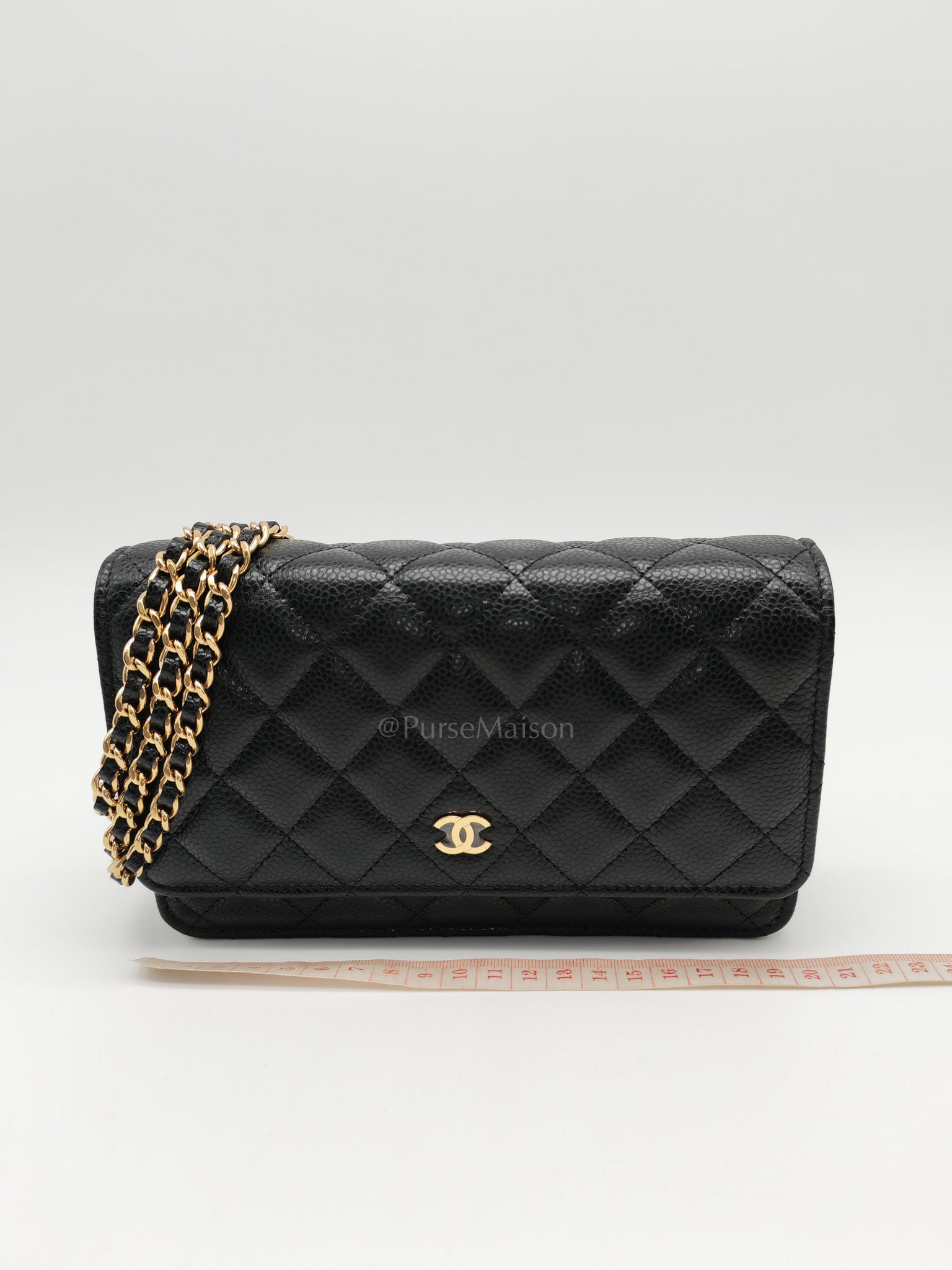 Chanel Classic Wallet On Chain in Black Quilted Caviar Leather & Gold Hardware Microchip