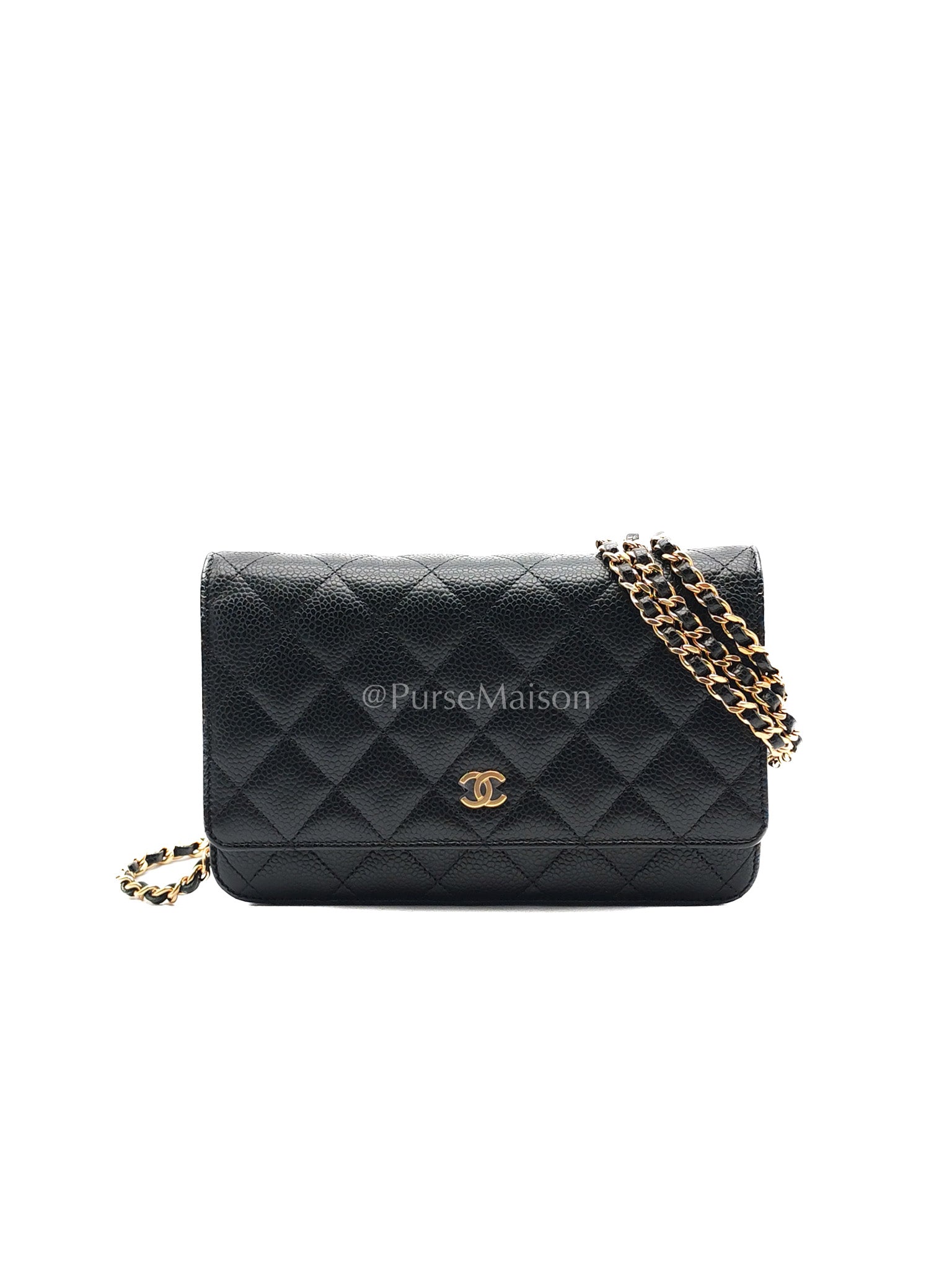 Chanel Wallet on Chain (WOC) in Black Caviar Leather and Gold Hardware (Microchip)
