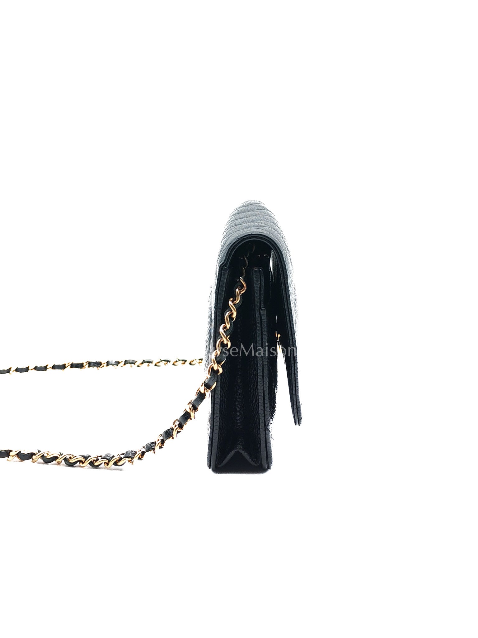 Chanel Wallet on Chain (WOC) in Black Caviar Leather and Gold Hardware (Microchip)