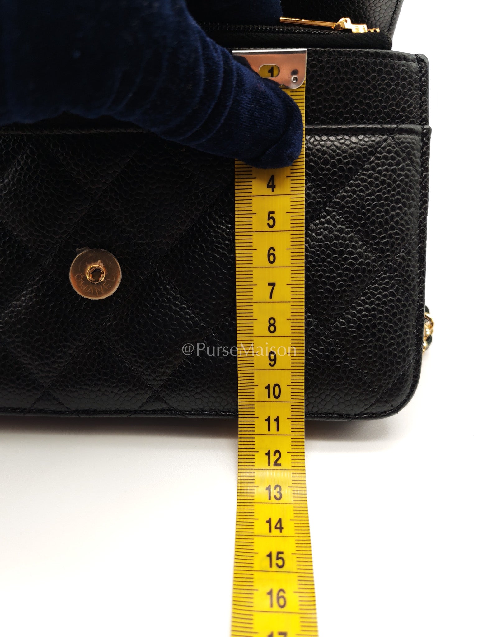 Chanel Wallet on Chain (WOC) in Black Caviar Leather and Gold Hardware (Microchip)