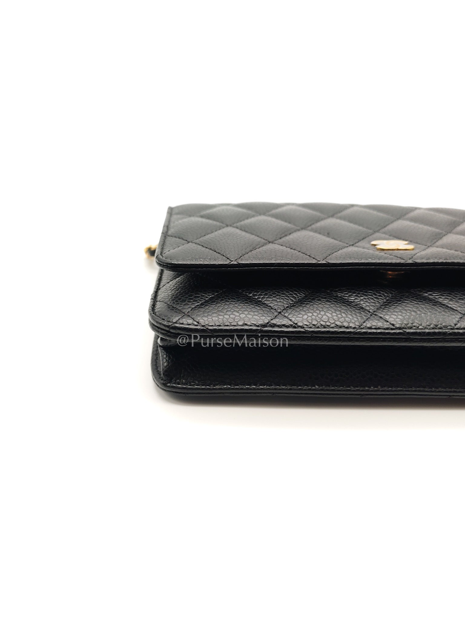 Chanel Wallet on Chain (WOC) in Black Caviar Leather and Gold Hardware (Microchip)