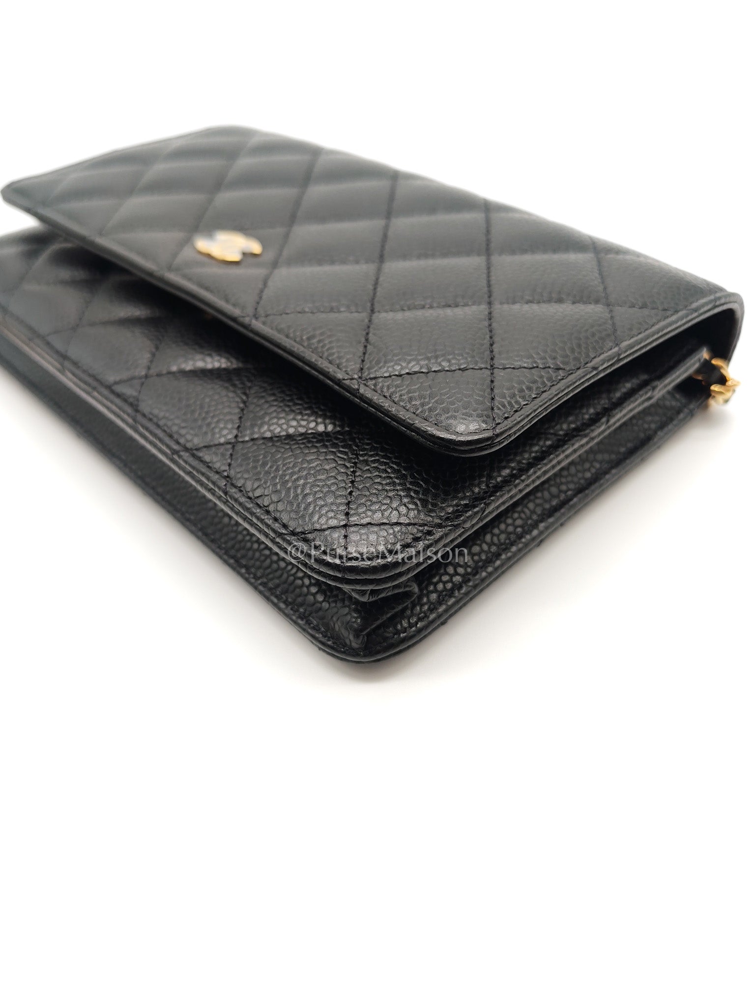 Chanel Wallet on Chain (WOC) in Black Caviar Leather and Gold Hardware (Microchip)
