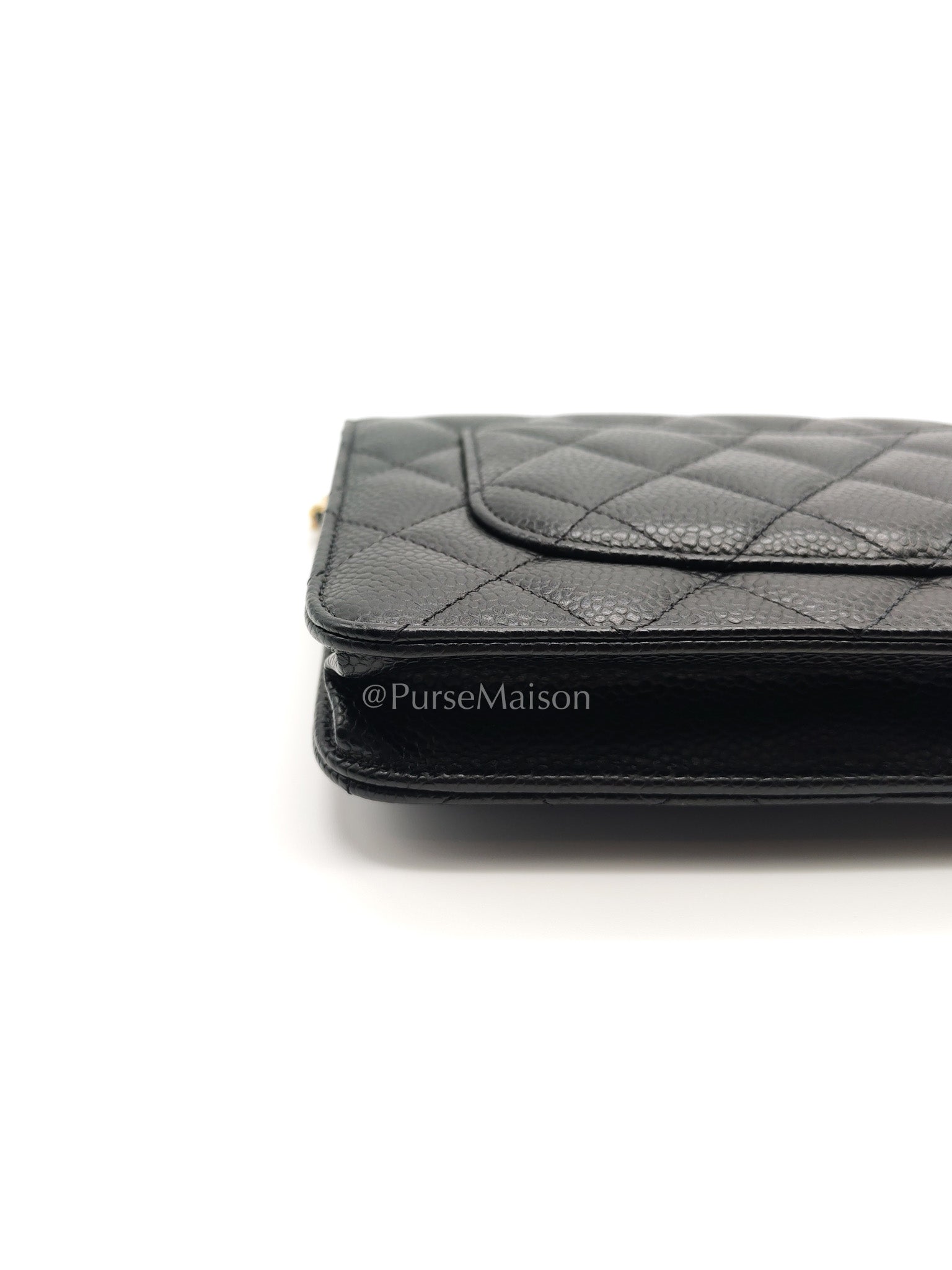 Chanel Wallet on Chain (WOC) in Black Caviar Leather and Gold Hardware (Microchip)