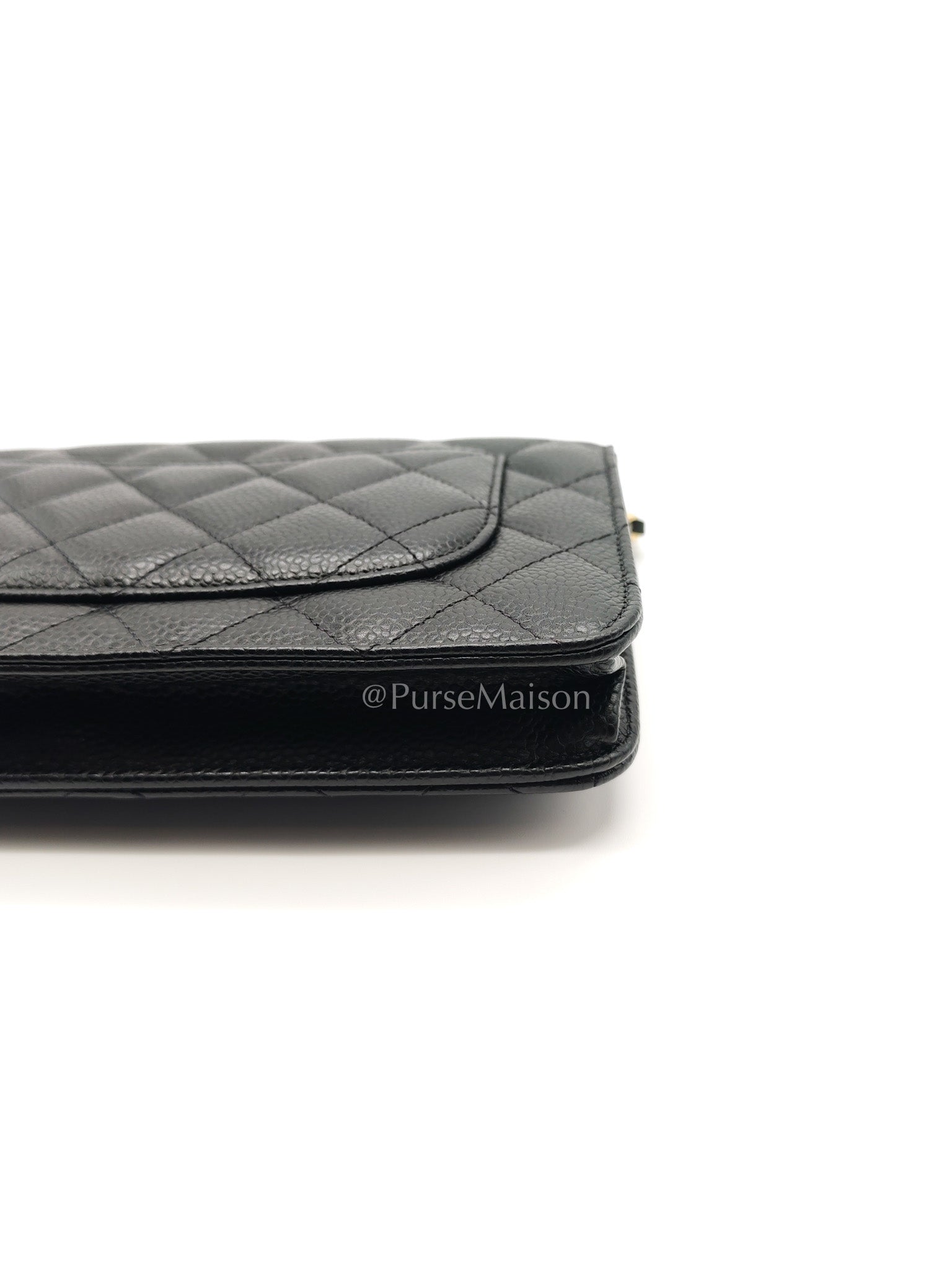 Chanel Wallet on Chain (WOC) in Black Caviar Leather and Gold Hardware (Microchip)