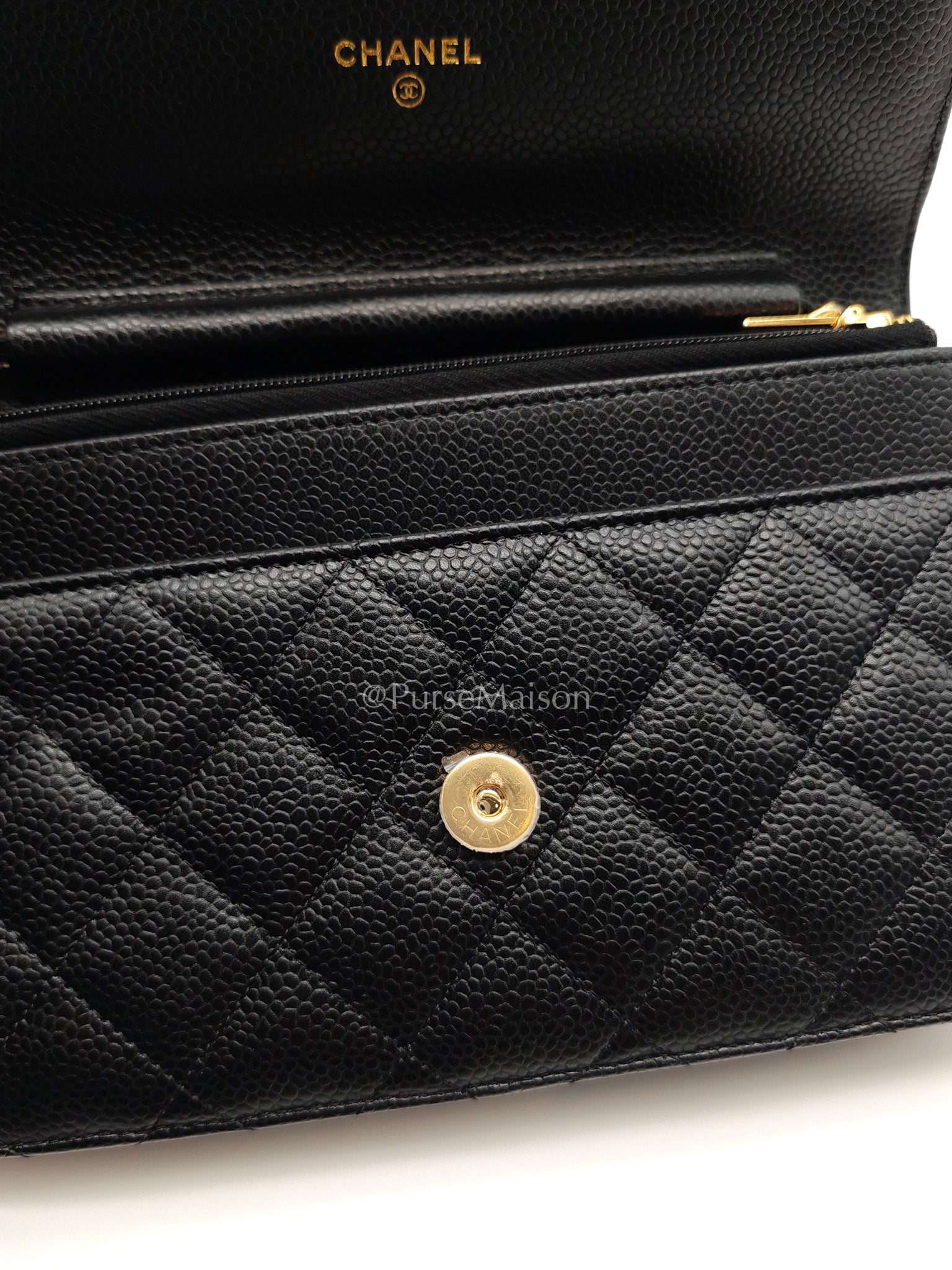 Chanel Wallet on Chain (WOC) in Black Caviar Leather and Gold Hardware (Microchip)