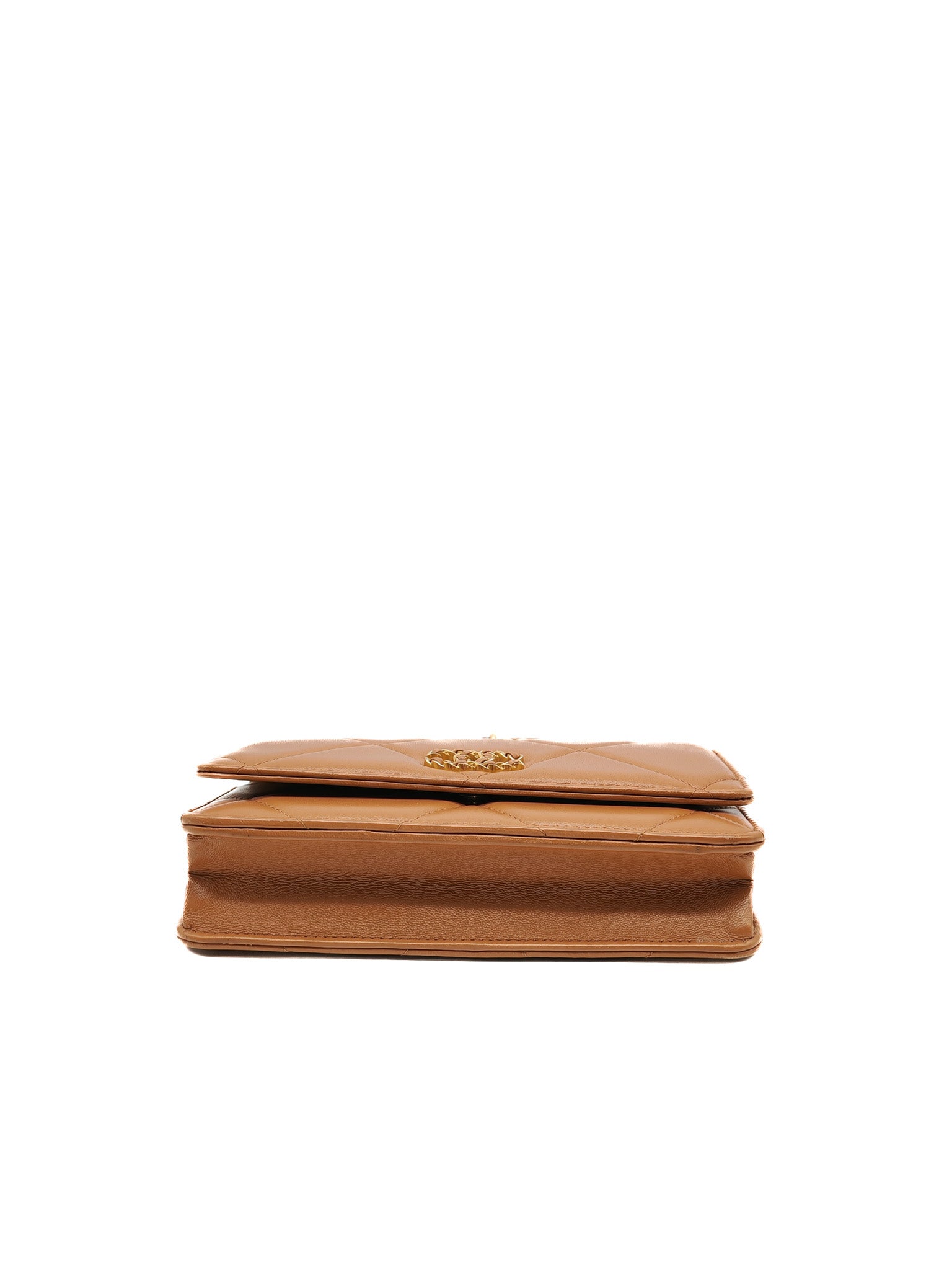 Chanel 19 Wallet On Chain (WOC) Caramel Lambskin Leather Mix Hardware (Microchip)