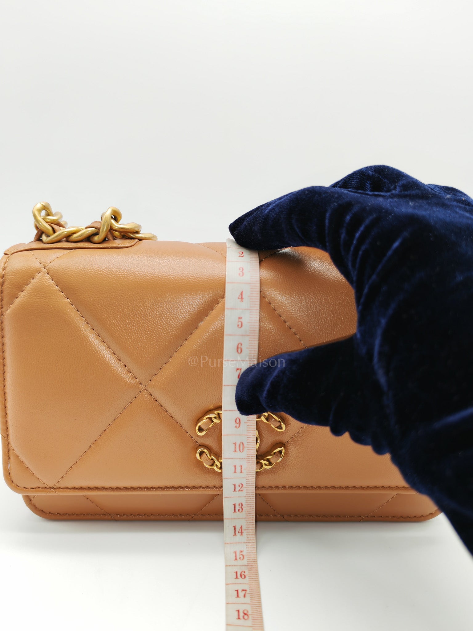 Chanel 19 Wallet On Chain (WOC) Caramel Lambskin Leather Mix Hardware (Microchip)