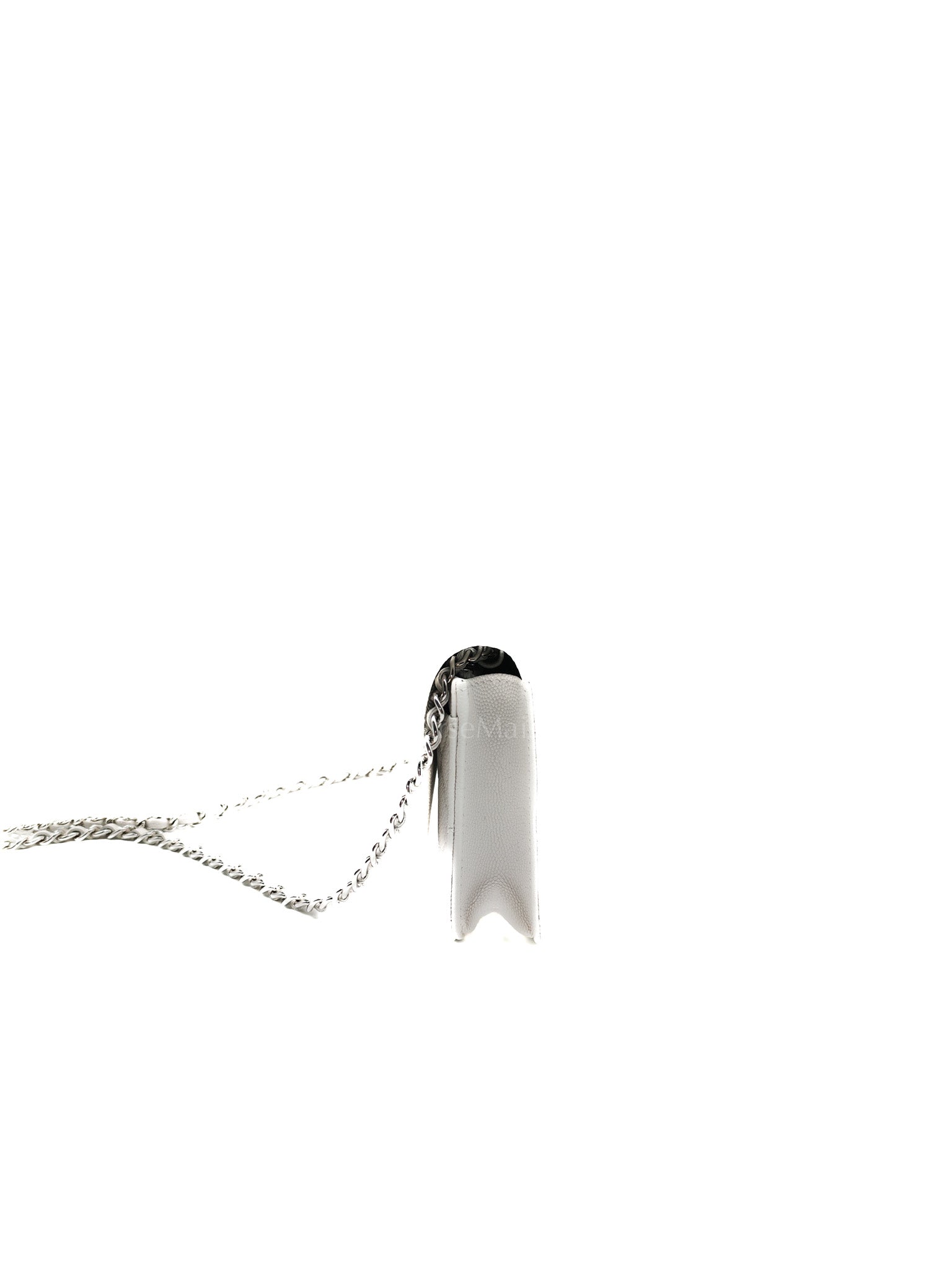 Chanel Long Wallet on Chain in White Caviar Leather Silver Hardware (Microchip)