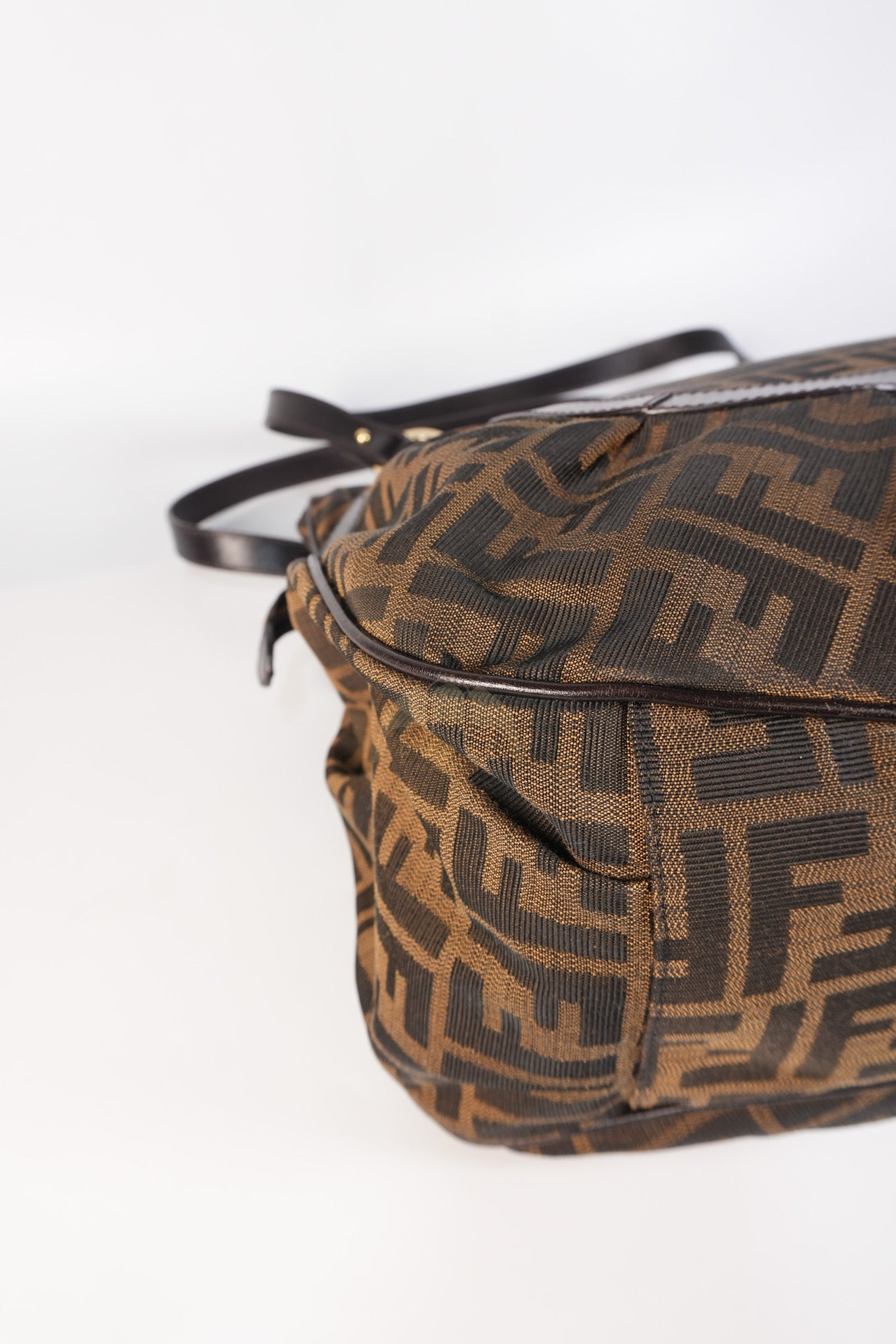 Chef Large Shoulder Bag in Black/Brown Zucca Canvas & Light Gold Hardware | Purse Maison Luxury Bags Shop