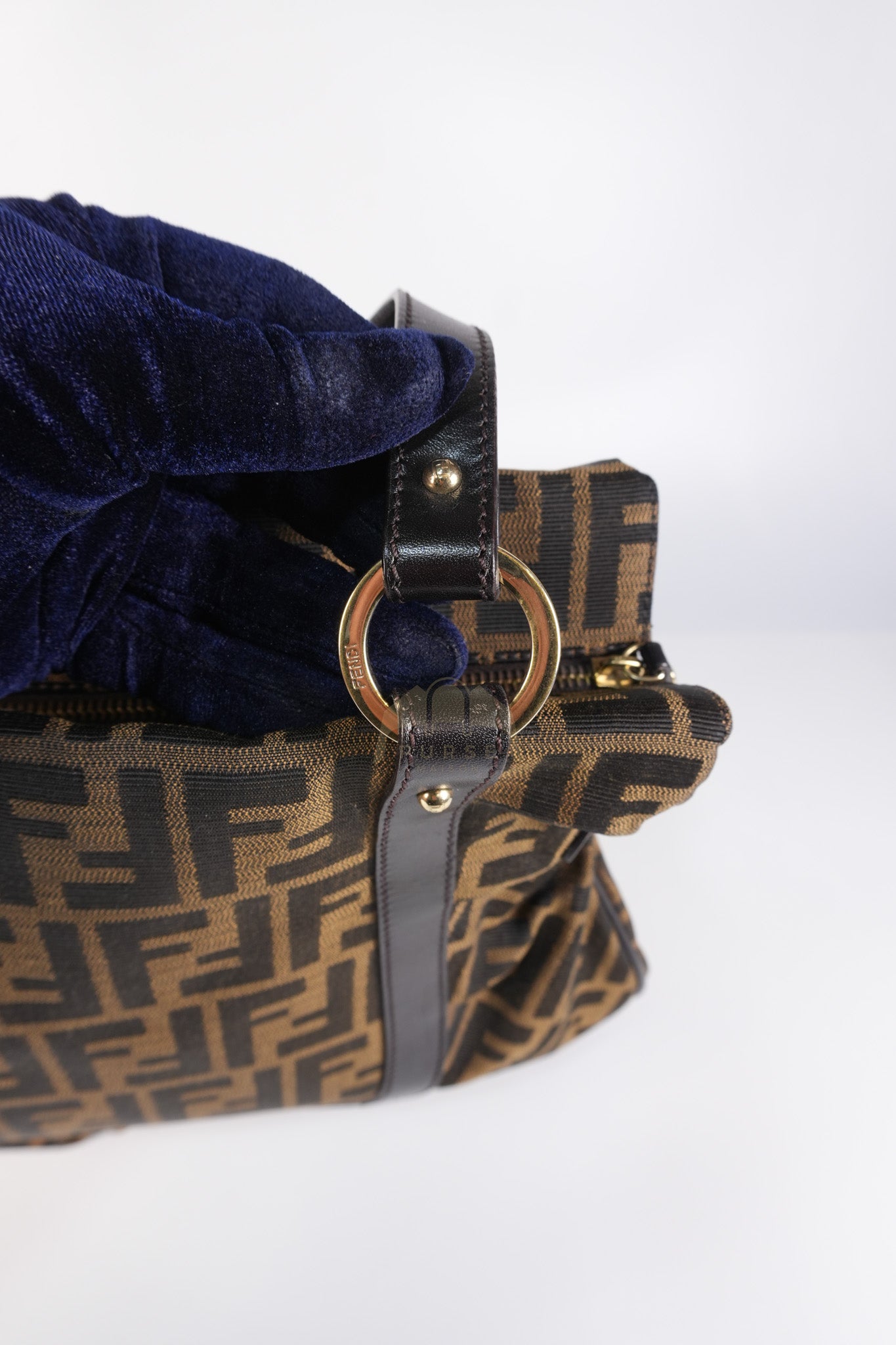 Chef Large Shoulder Bag in Black/Brown Zucca Canvas & Light Gold Hardware | Purse Maison Luxury Bags Shop