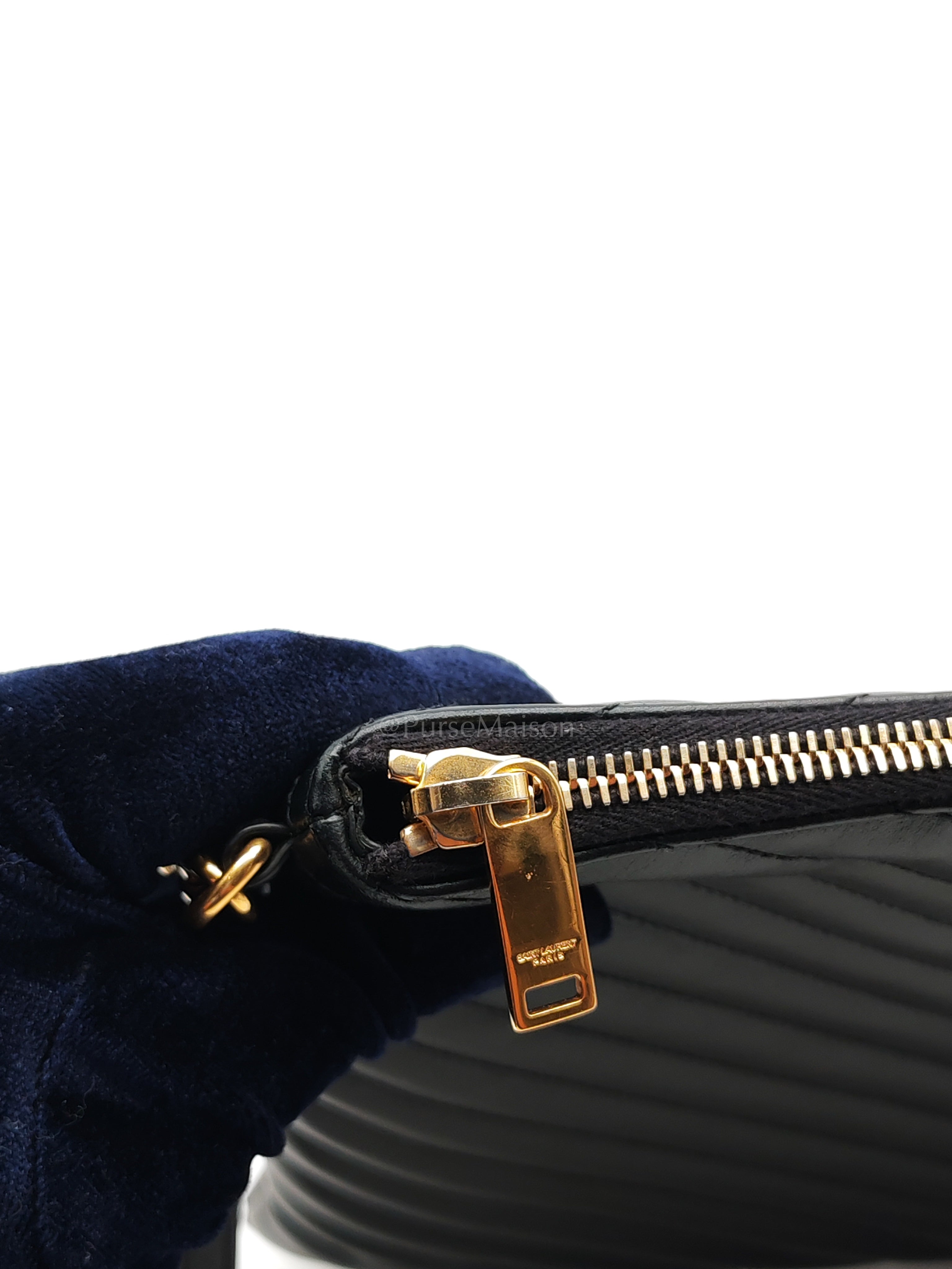 Chevron Clutch Bag in Black Quilted Matellase Leather & Gold Hardware | Purse Maison Luxury Bags Shop