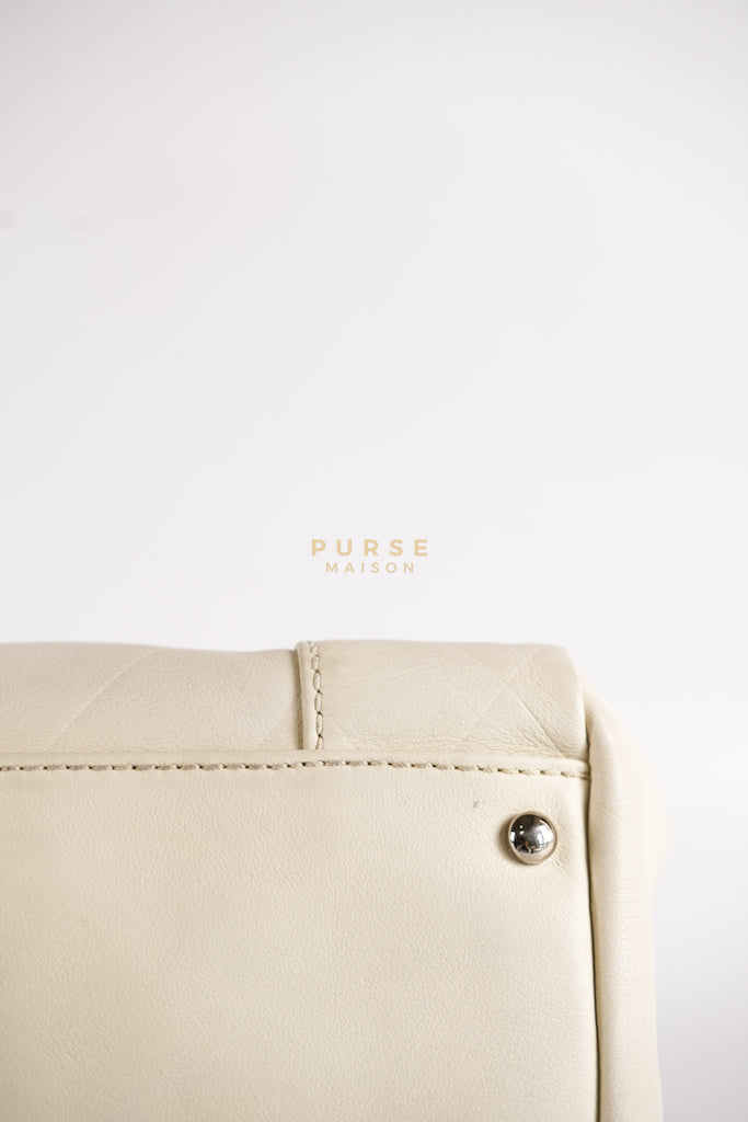 Chevron V-Stitch Cream Calfskin Leather Boston Bag Series 10 | Purse Maison Luxury Bags Shop