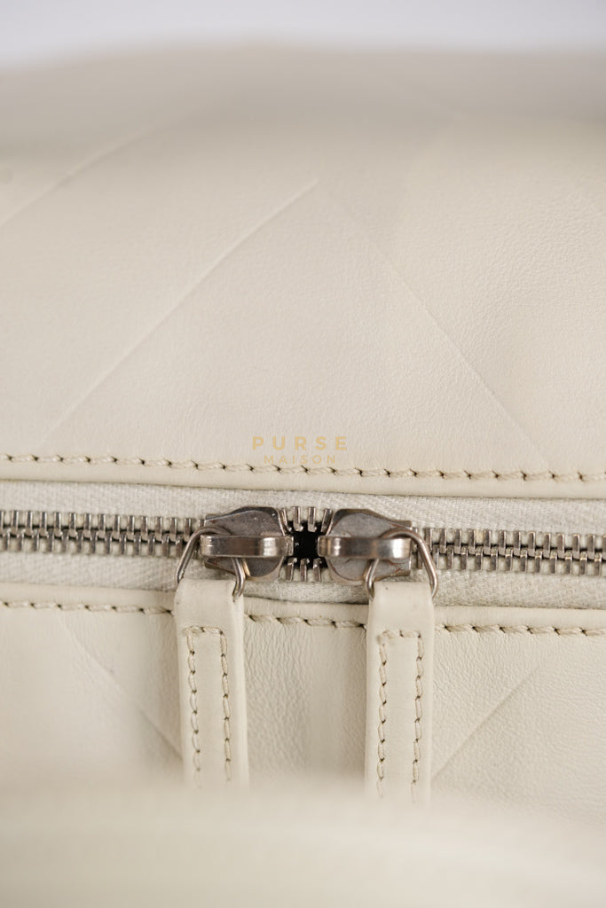 Chevron V-Stitch Cream Calfskin Leather Boston Bag Series 10 | Purse Maison Luxury Bags Shop