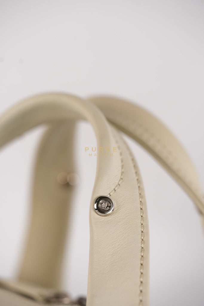 Chevron V-Stitch Cream Calfskin Leather Boston Bag Series 10 | Purse Maison Luxury Bags Shop