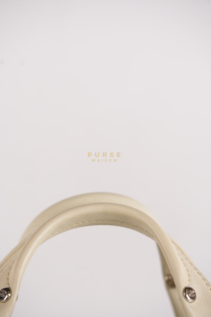 Chevron V-Stitch Cream Calfskin Leather Boston Bag Series 10 | Purse Maison Luxury Bags Shop