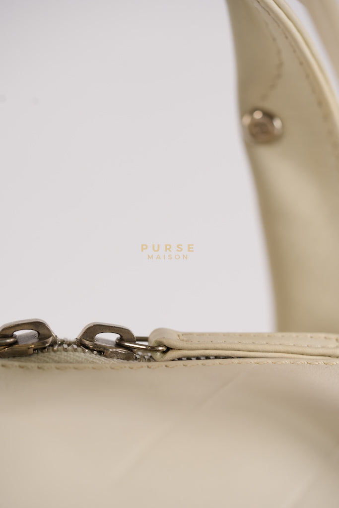 Chevron V-Stitch Cream Calfskin Leather Boston Bag Series 10 | Purse Maison Luxury Bags Shop