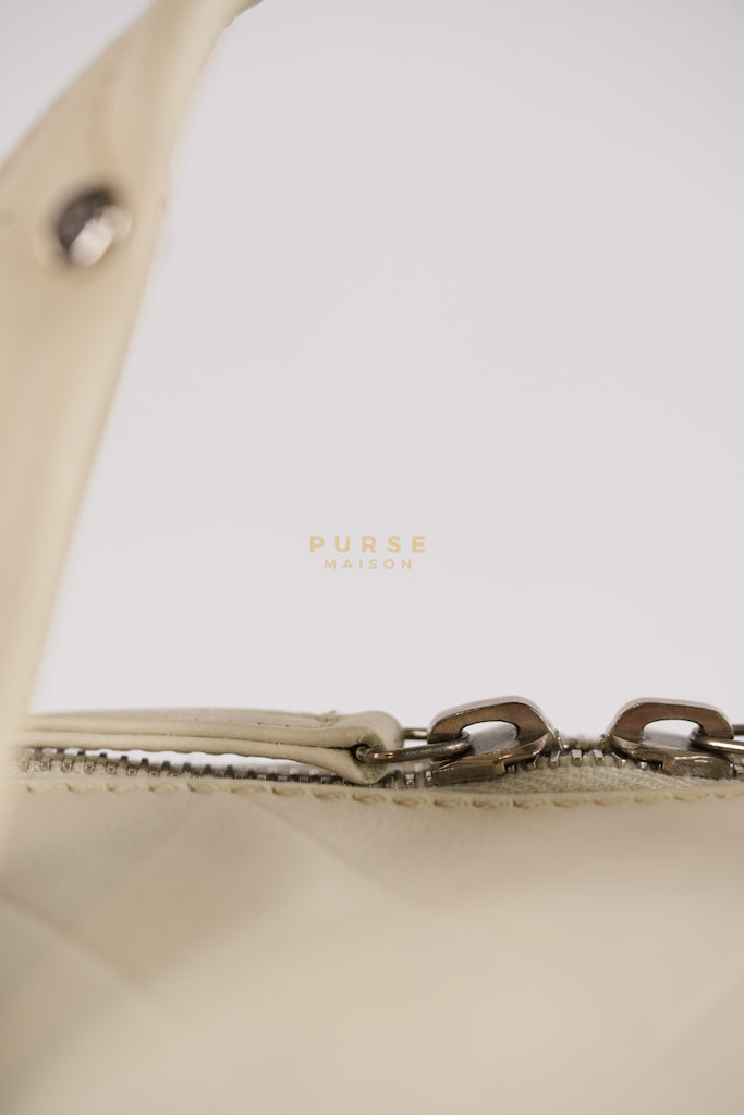 Chevron V-Stitch Cream Calfskin Leather Boston Bag Series 10 | Purse Maison Luxury Bags Shop